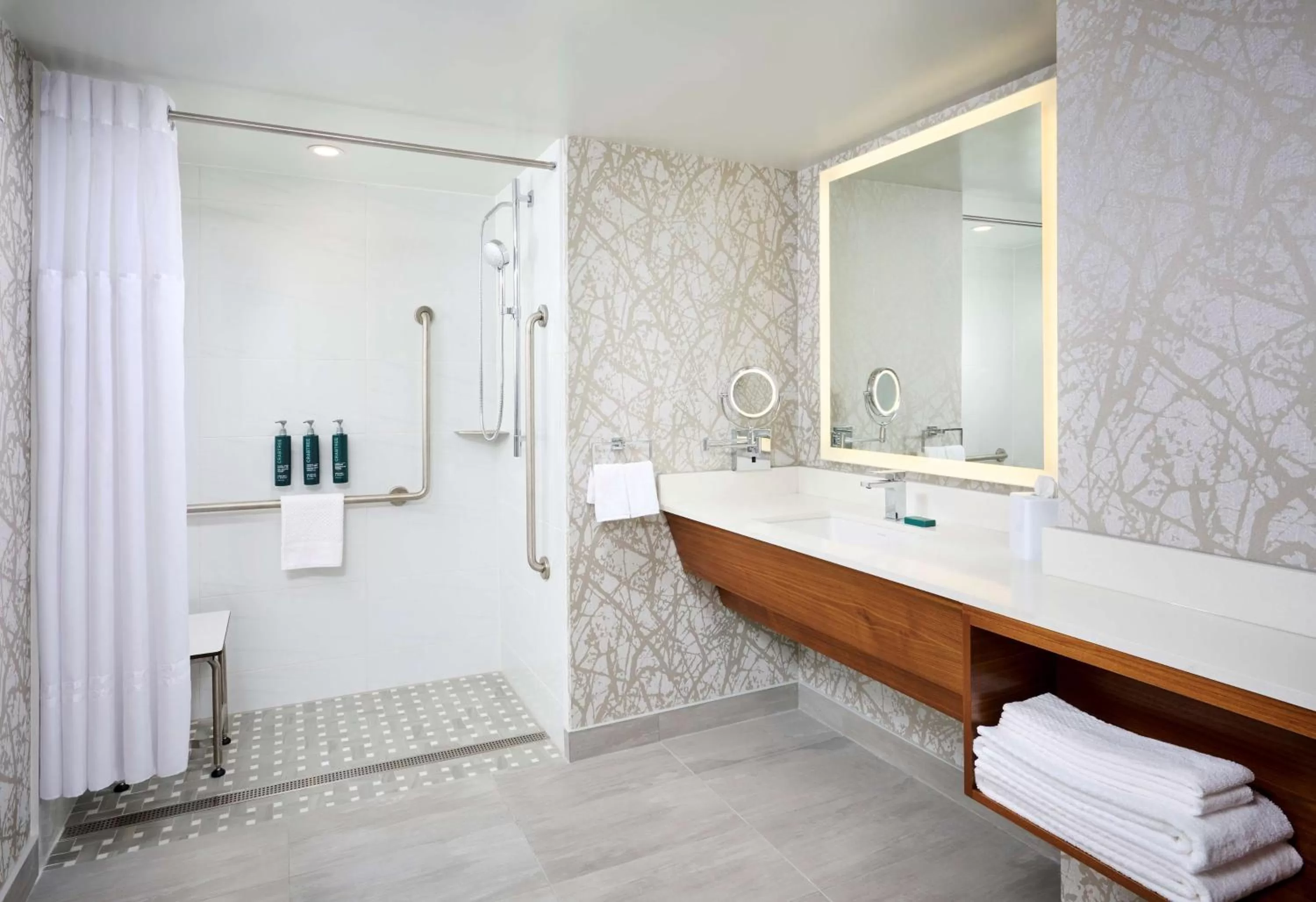 Queen Room - Mobility/Hearing Accessible with Roll-In Shower in DoubleTree by Hilton Windsor, ON