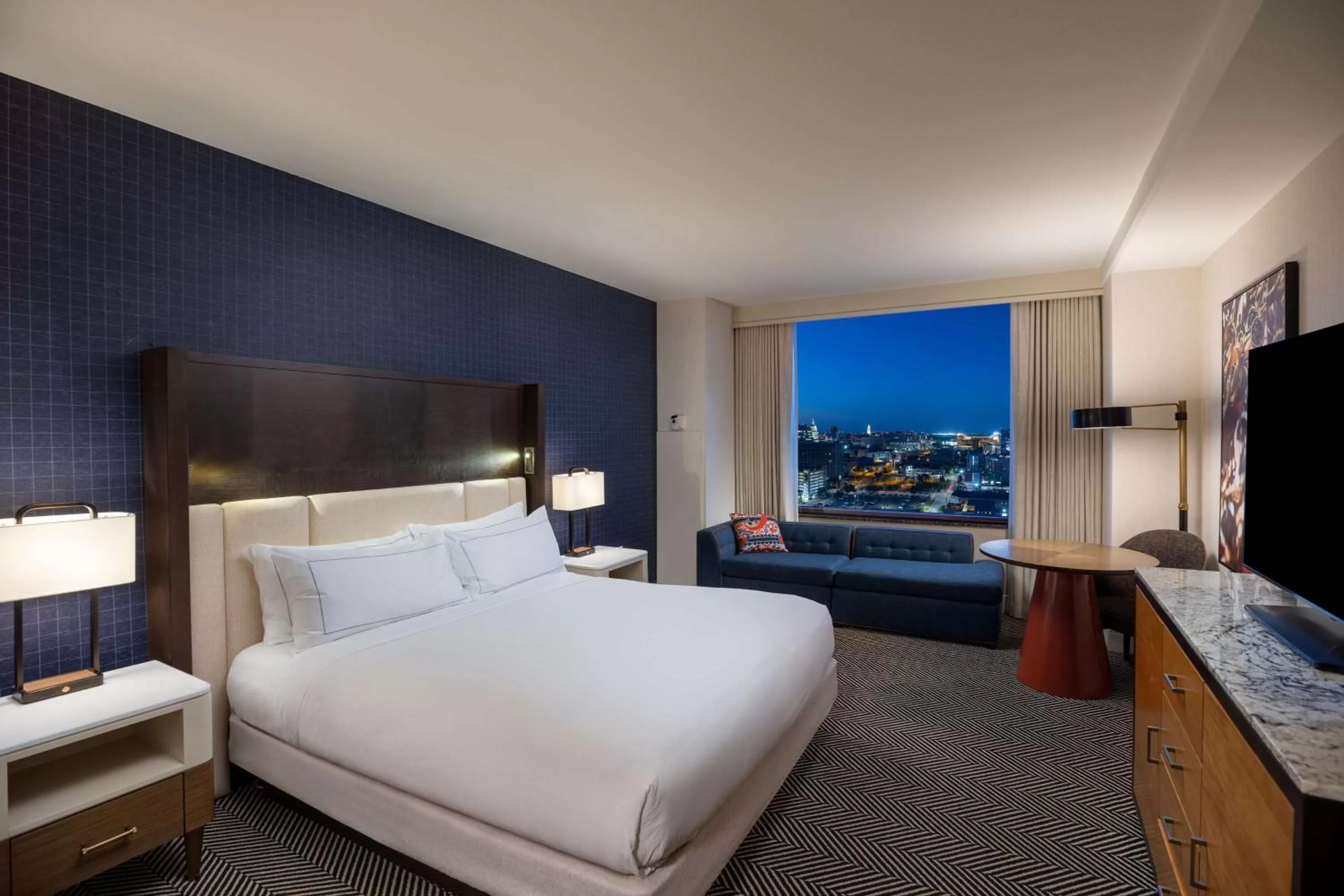 King Bed with City View in Hilton Austin