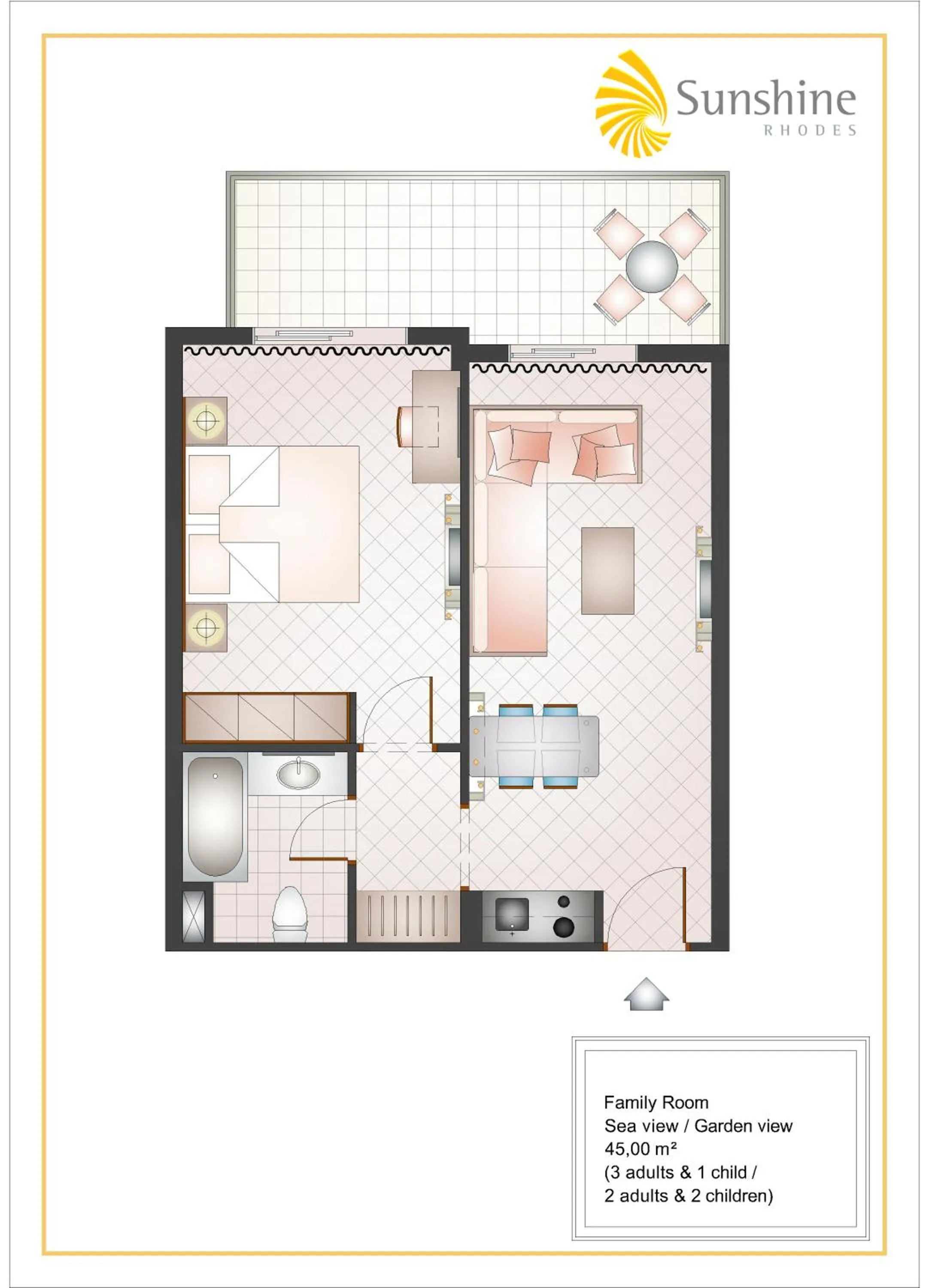 Family Room with Garden View (3 Adults + 1 child) in Sunshine Rhodes