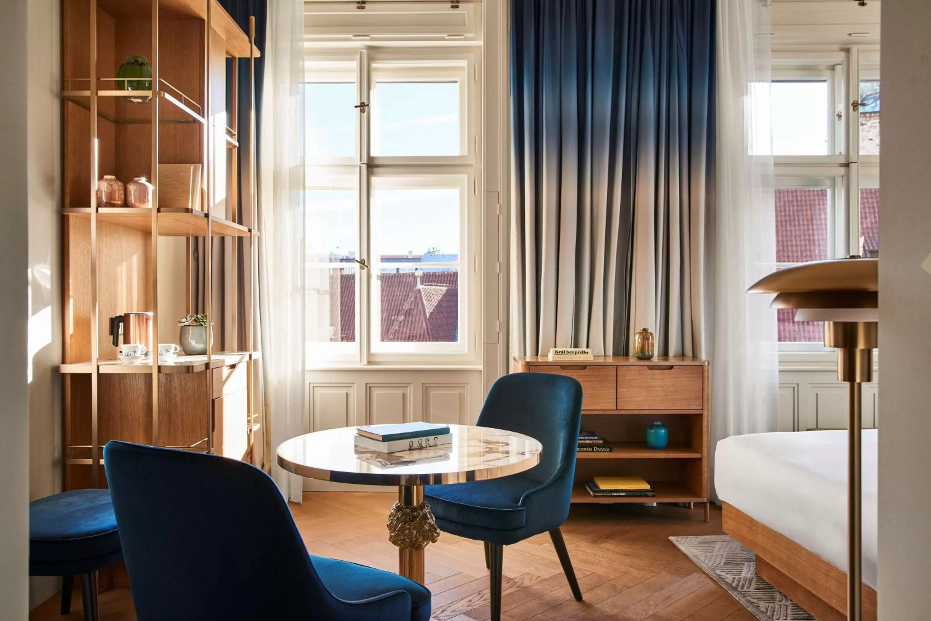 Seating area in Andaz Prague, By Hyatt