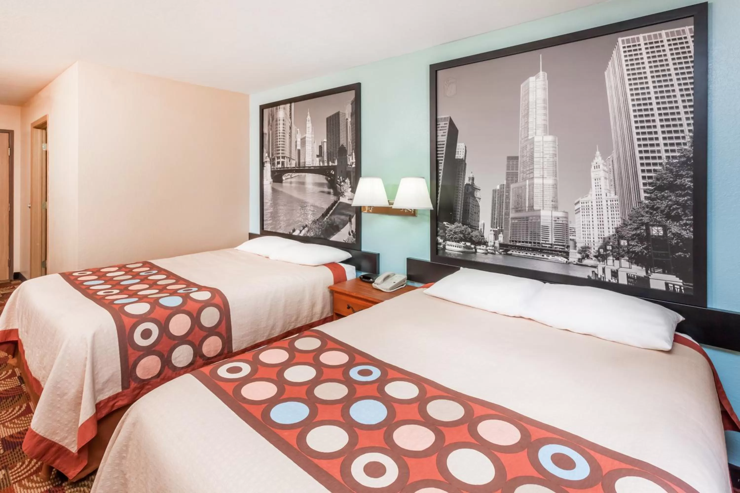 Queen Room with Two Queen Beds and Roll-in Shower - Mobility Accessible/Non-Smoking in Super 8 by Wyndham Shipshewana