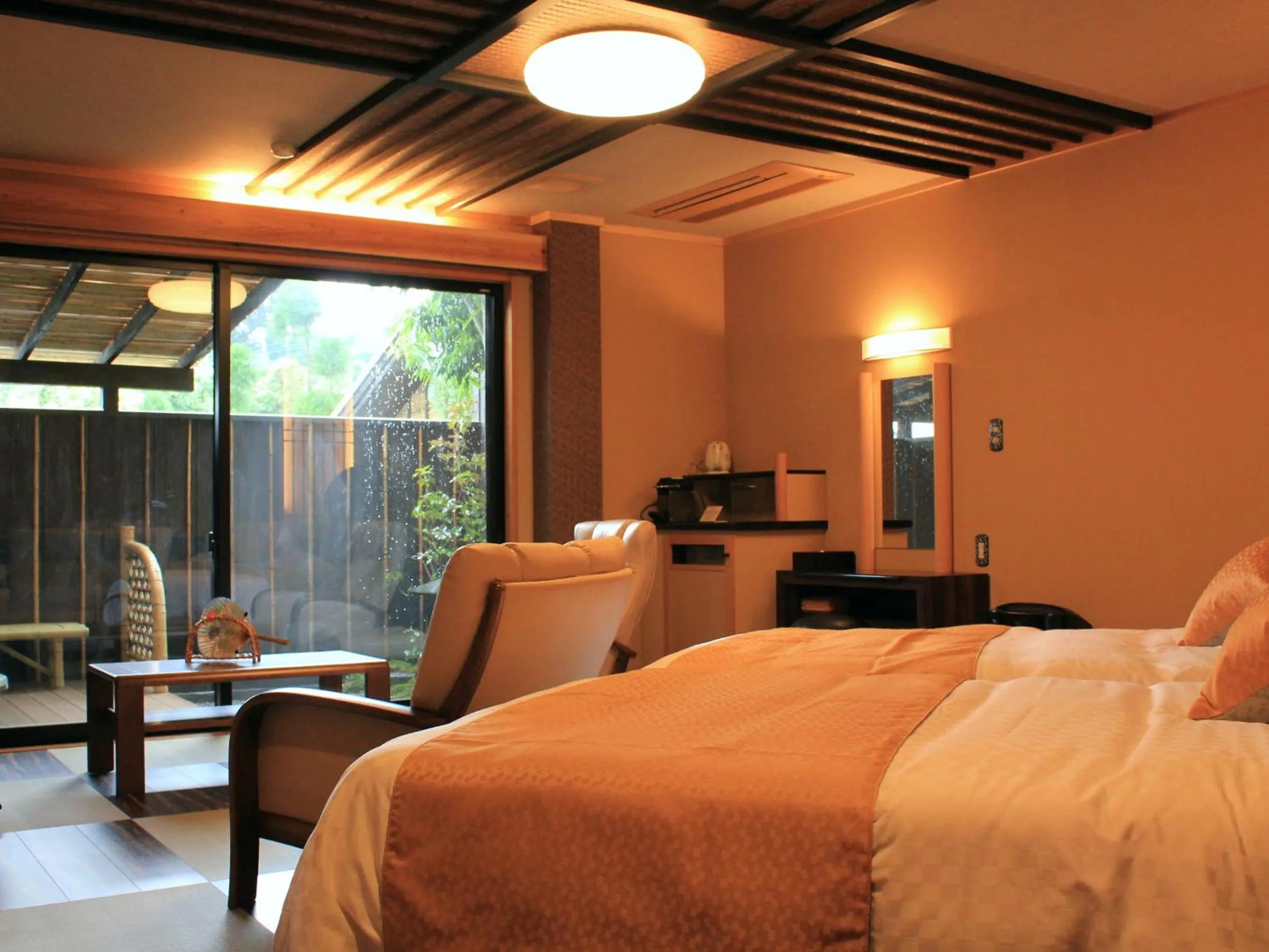 Twin Room with Open-Air Bath (Ruri) in Ryokan Shinsen