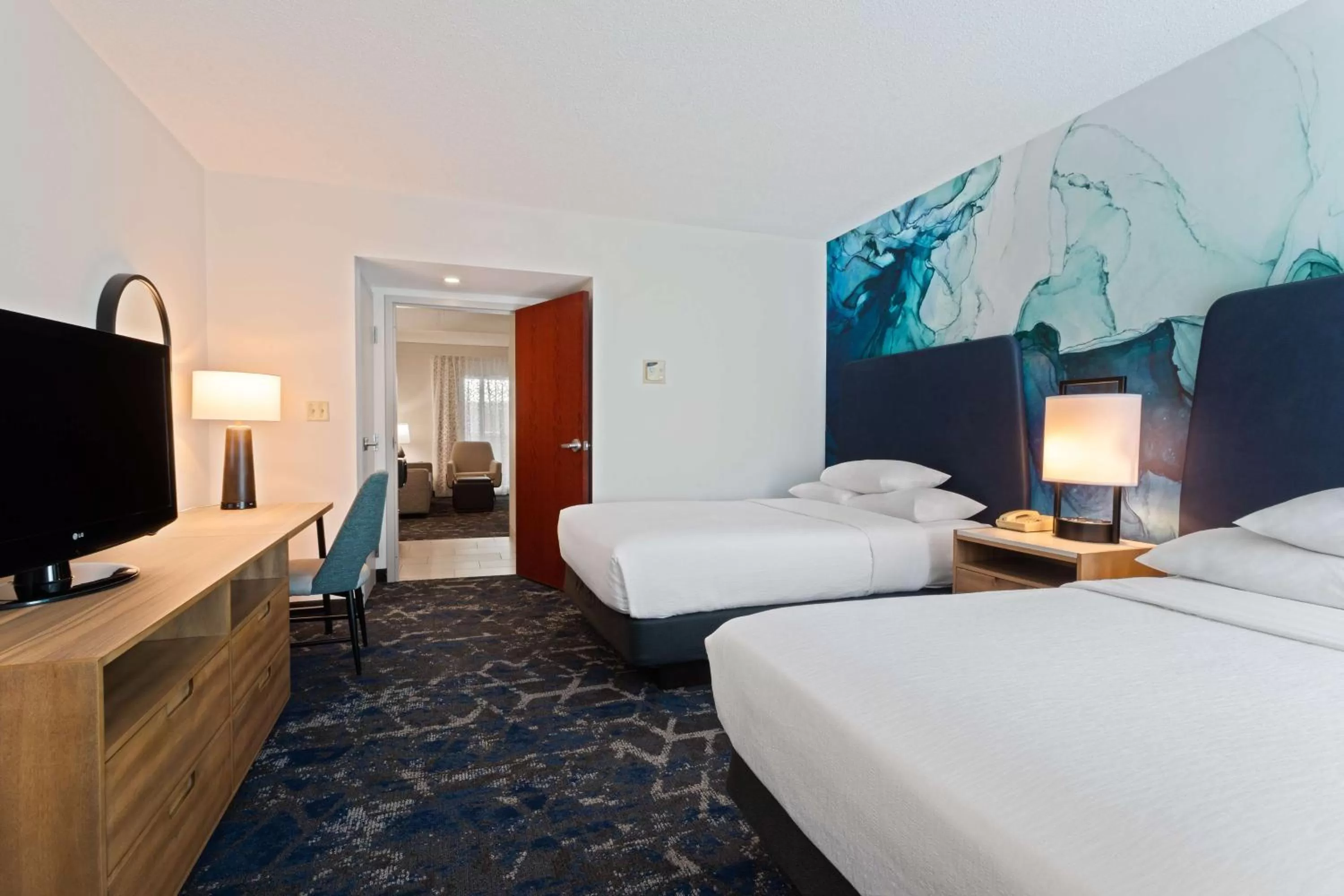 One-Bedroom Suite with Two Double Beds and Roll-in Shower - Mobility Access/Non-Smoking in Embassy Suites by Hilton Tampa USF Near Busch Gardens