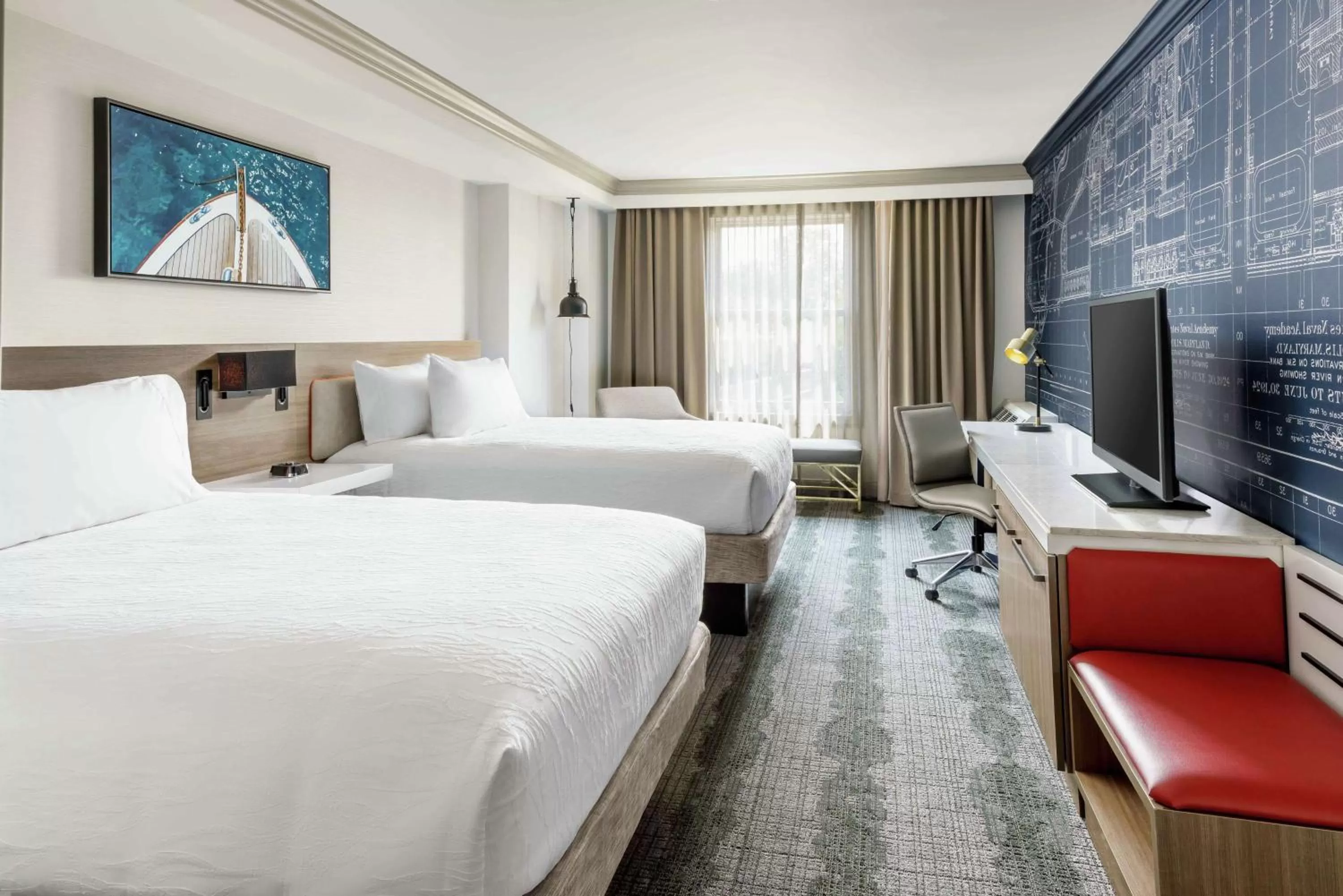 Deluxe Room with Two Queen Beds and View in Hilton Garden Inn Annapolis Downtown