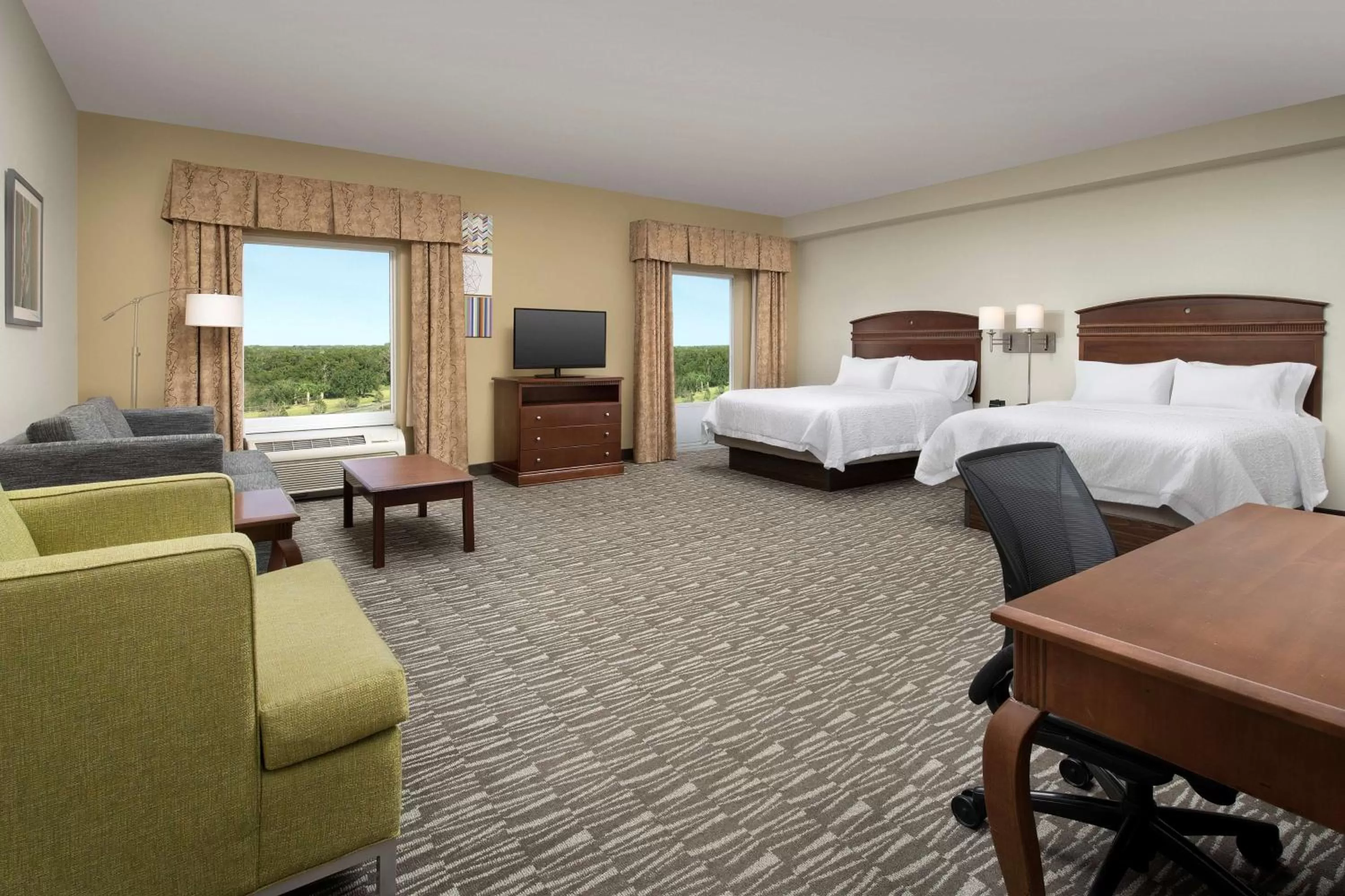Queen Studio Suite with Two Queen Beds and Sofa Bed - Non-Smoking in Hampton Inn & Suites Lakeland-South Polk Parkway