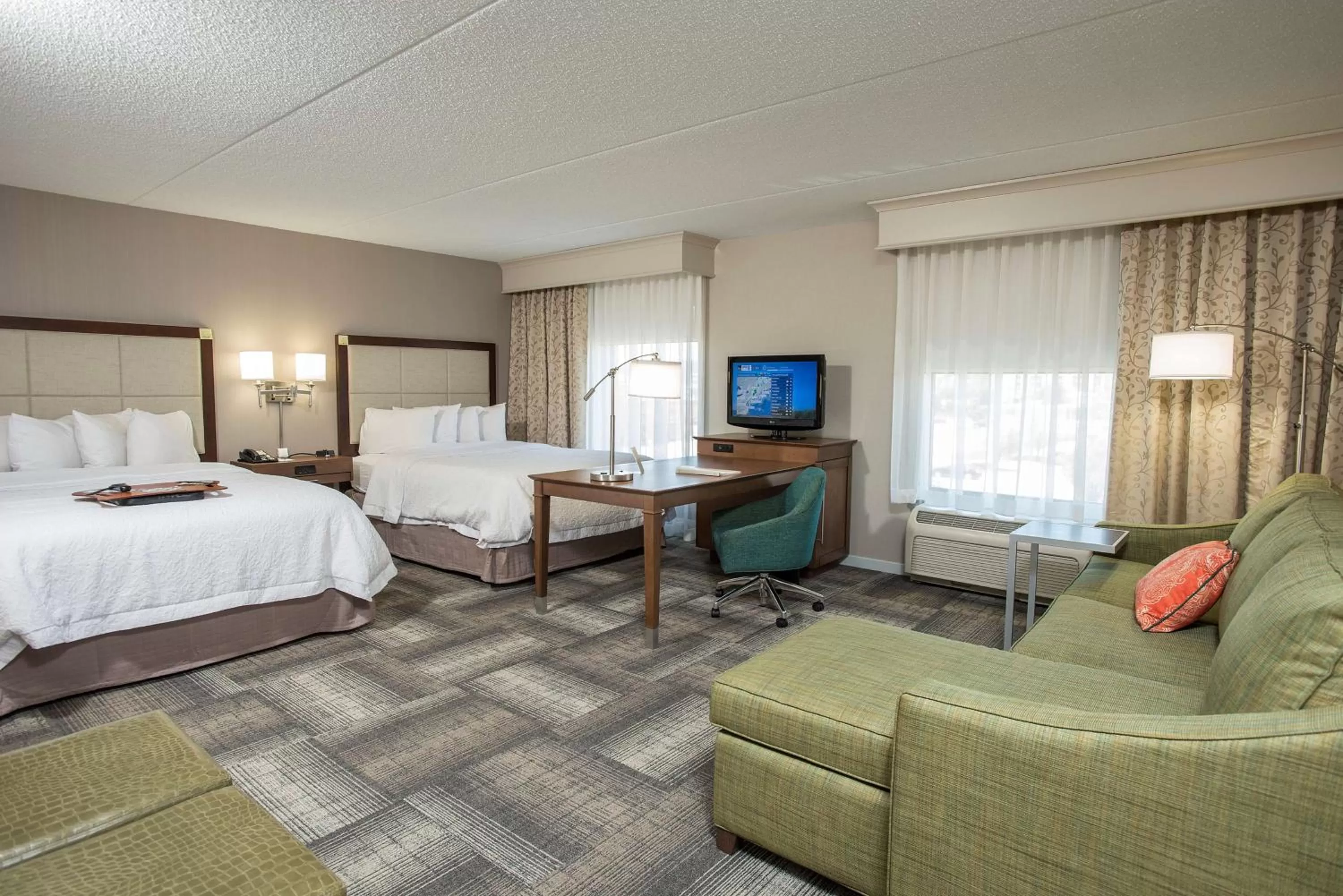 Queen Studio Suite with Two Queen Beds and Sofa Bed - Non-Smoking in Hampton Inn & Suites Cincinnati-Union Centre