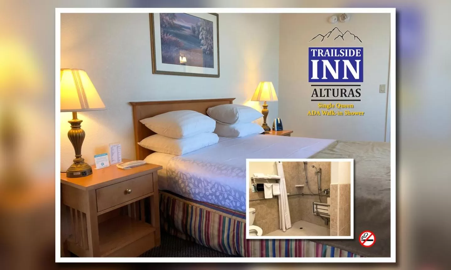 Queen Room with Roll-in Shower/Non-Smoking in Trailside Inn