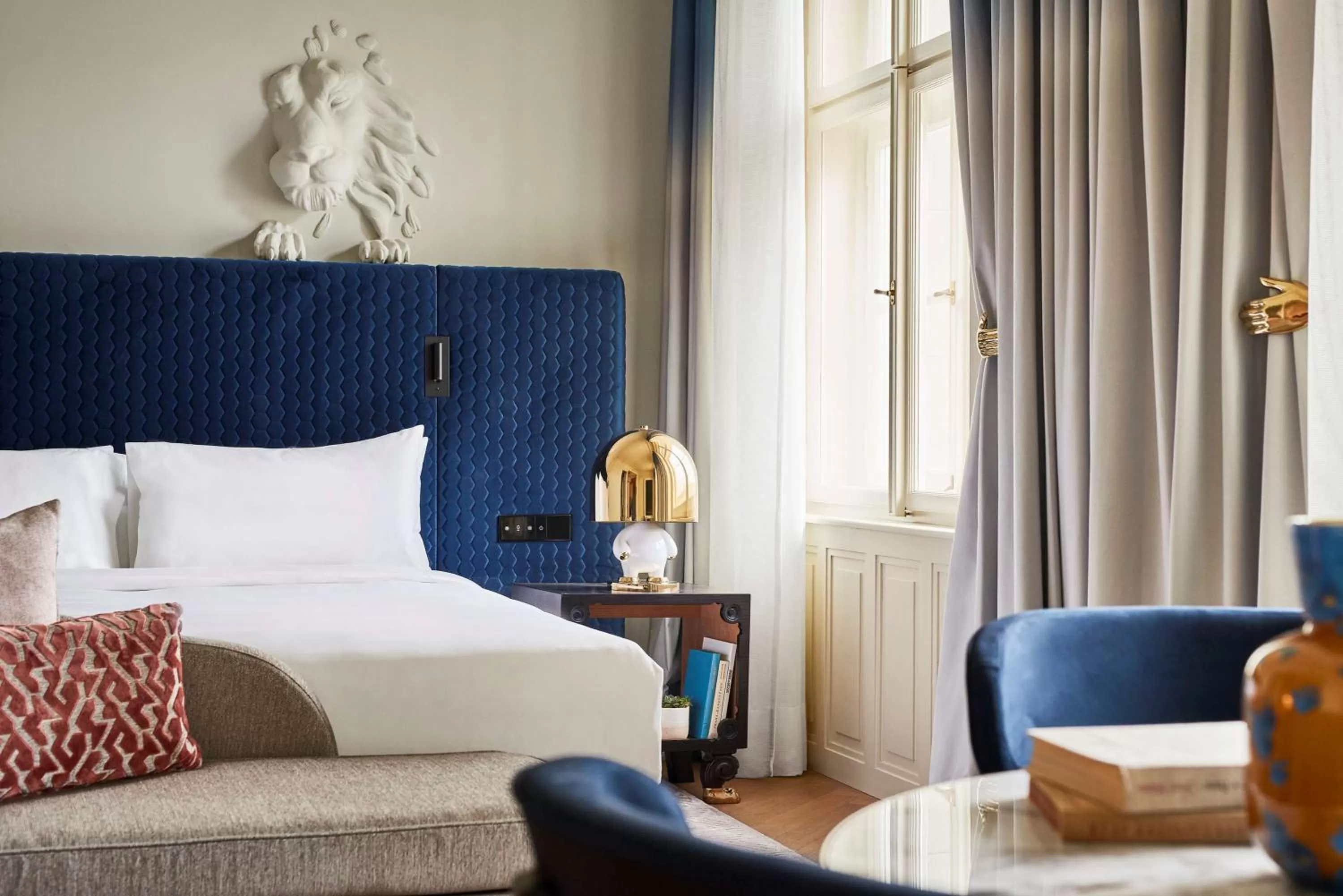 Dining area, Bed in Andaz Prague, By Hyatt