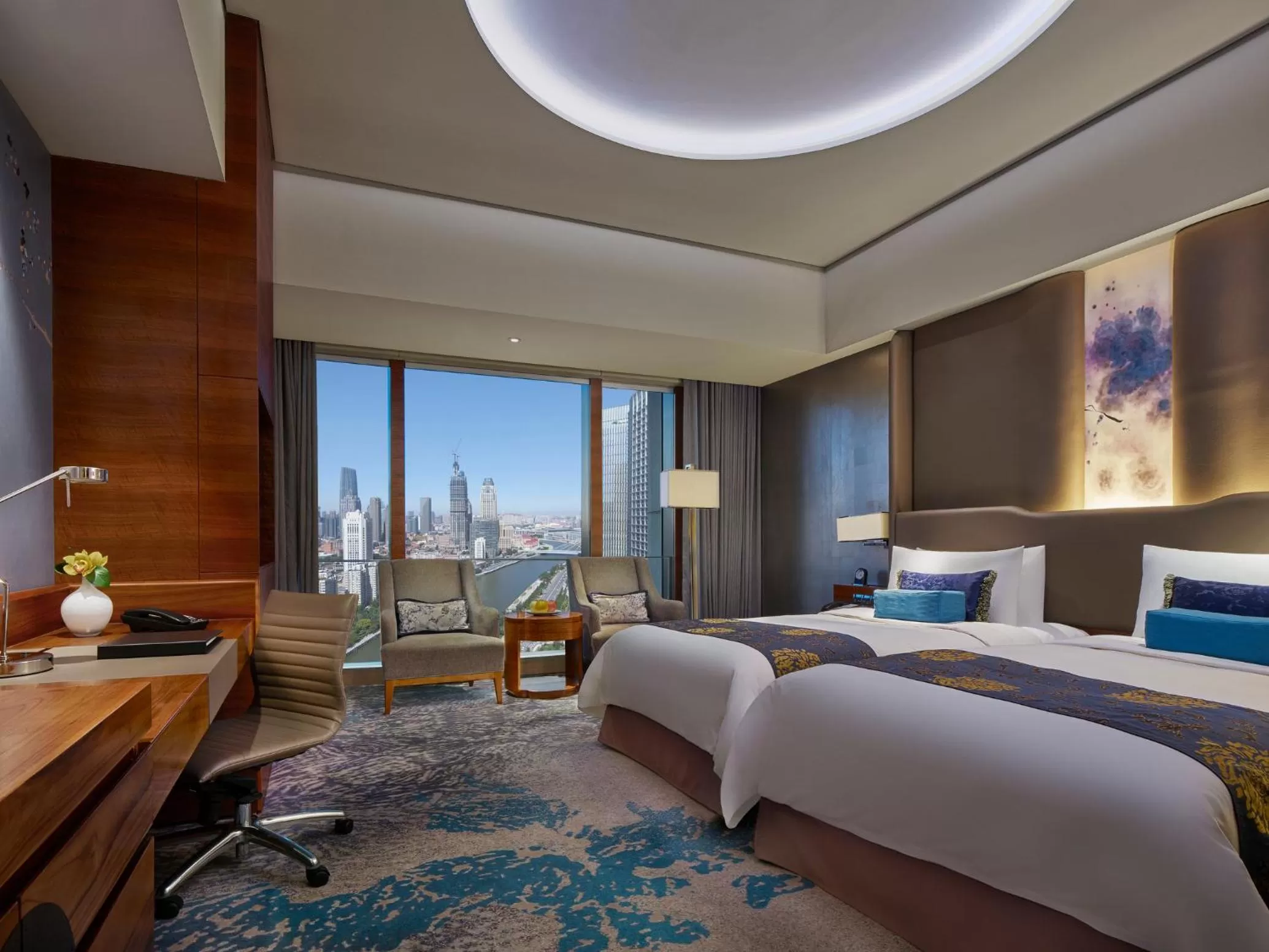 Horizon Twin Room with River View in Shangri-La Tianjin