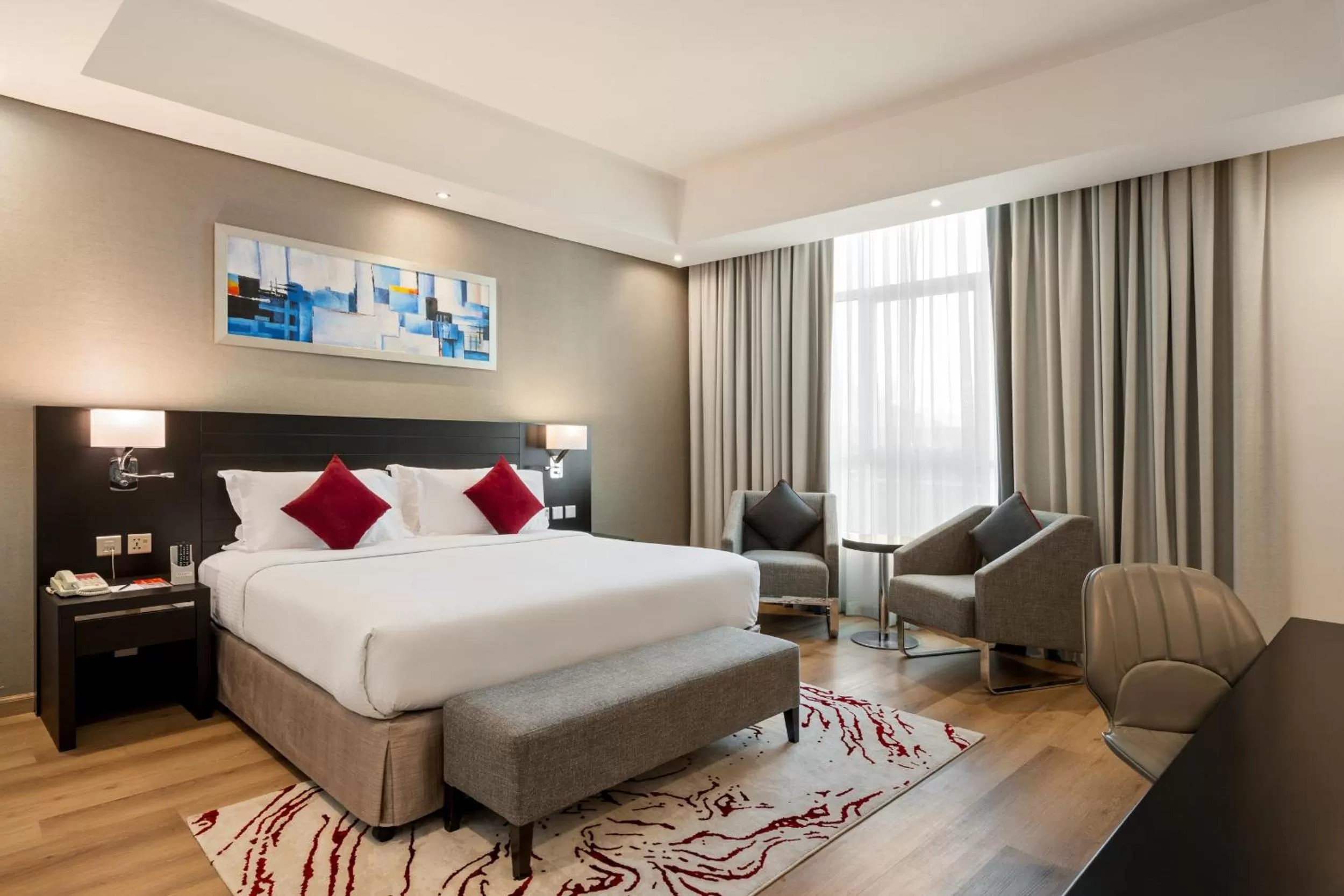 Dubai Explorer King Room Non-Smoking| Shuttle to JBR Beach & Outlet Mall | Free Parking, WiFi + 10% Dining Discount in Ramada by Wyndham Dubai Barsha Heights