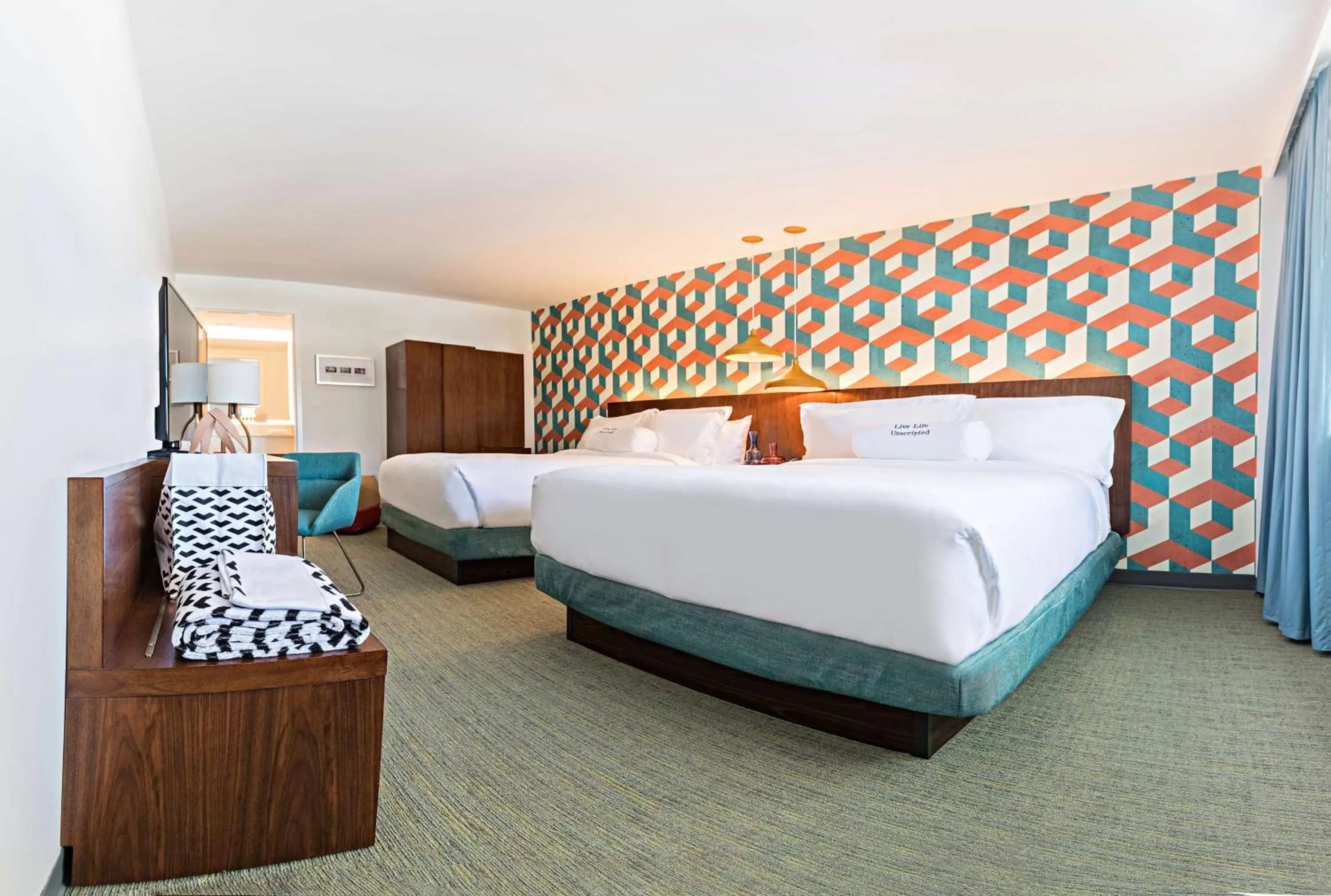 Queen Room with Two Queen Beds and Roll-In Shower - Mobility Access in Unscripted Durham, Part of JDV by Hyatt