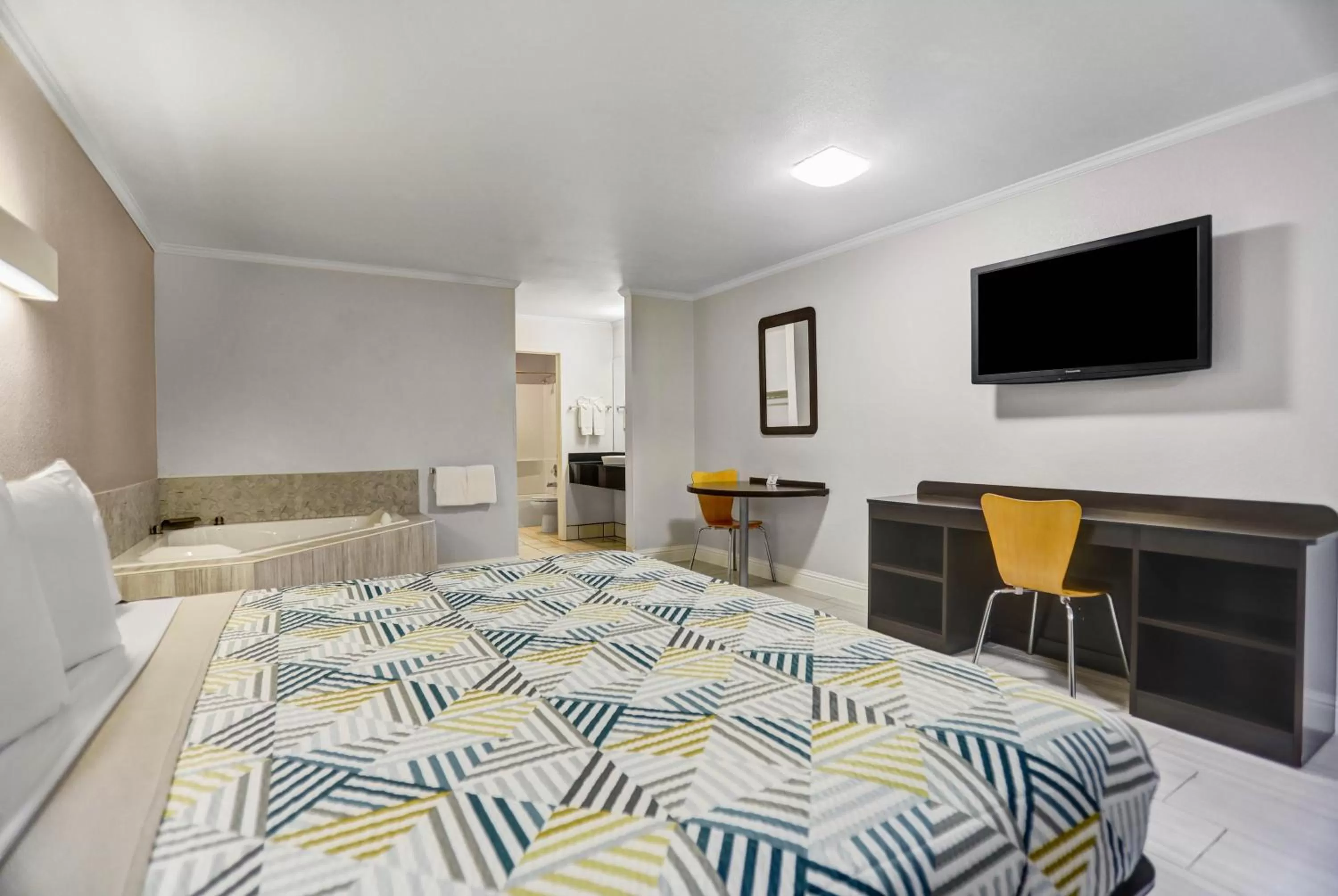 Living room, Bed in Motel 6-Lodi, CA