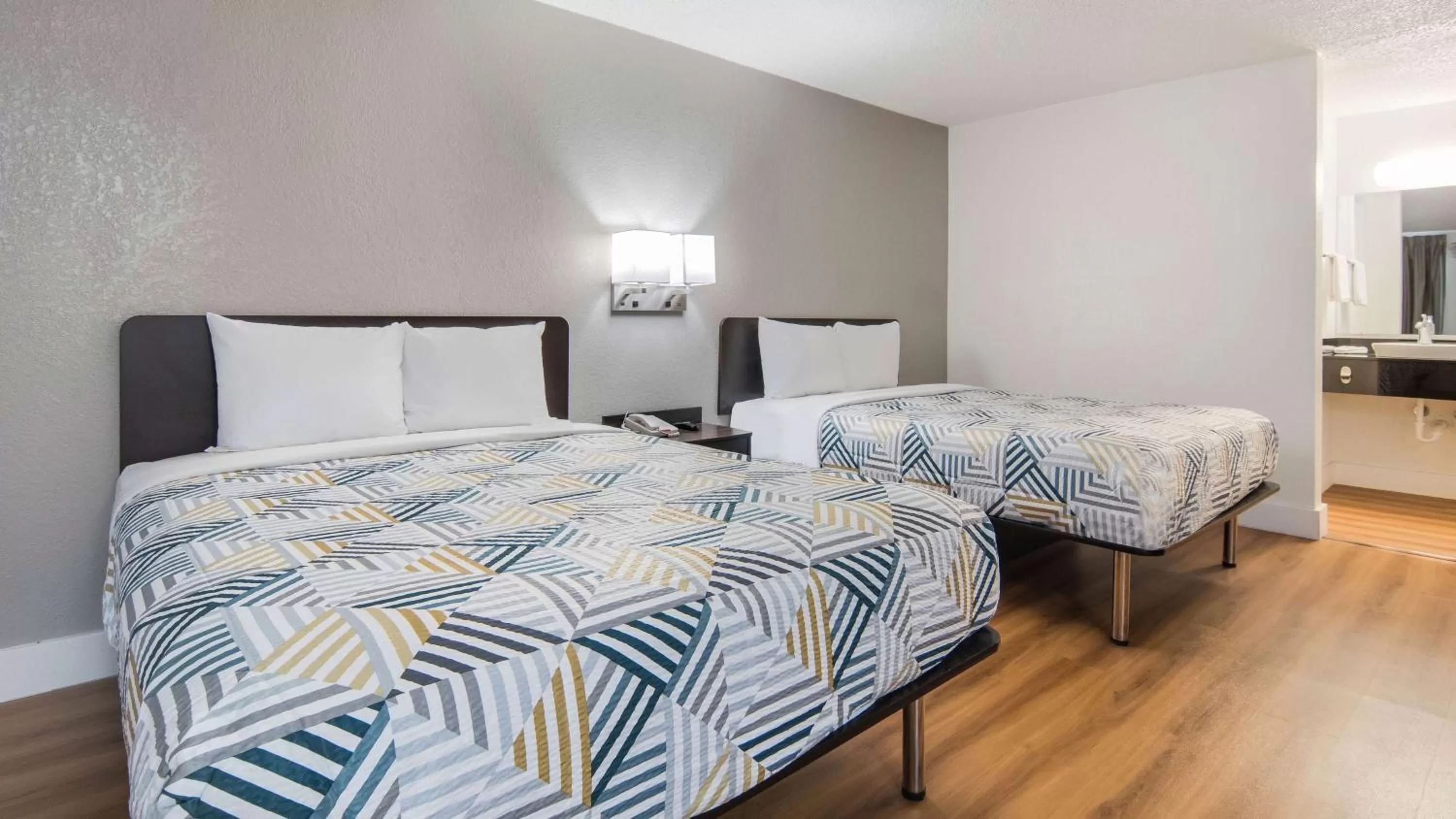 Queen Room with Two Queen Beds - single occupancy - Disability Access - Roll In Shower in Motel 6-Addison, TX - Dallas