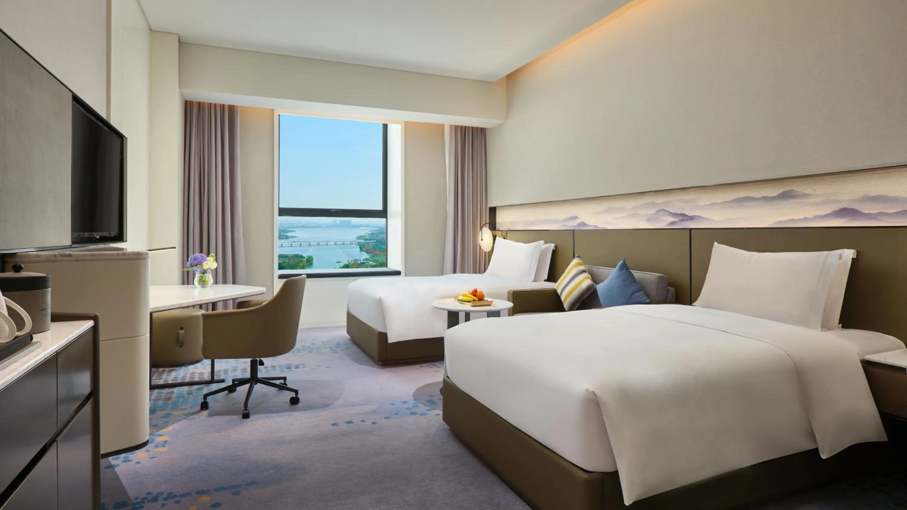 Standard Twin Room with Lake View in Crowne Plaza Wuhan Development Zone by IHG