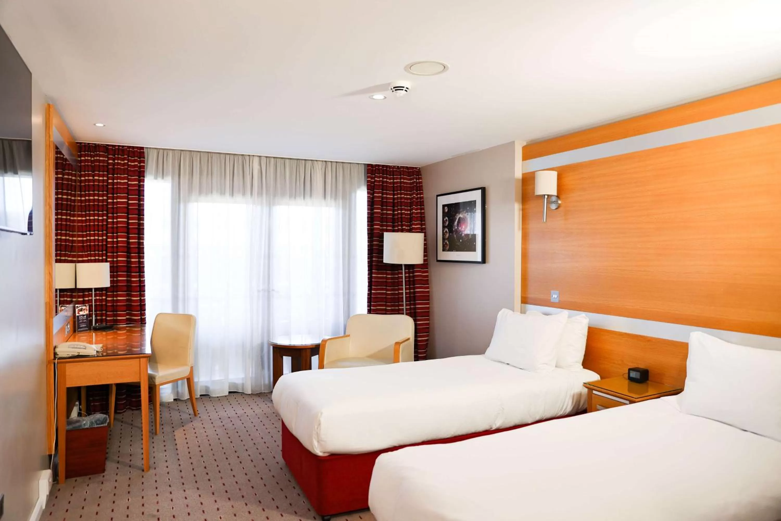 Twin Deluxe with Daytime Pitch View in DoubleTree By Hilton Milton Keynes