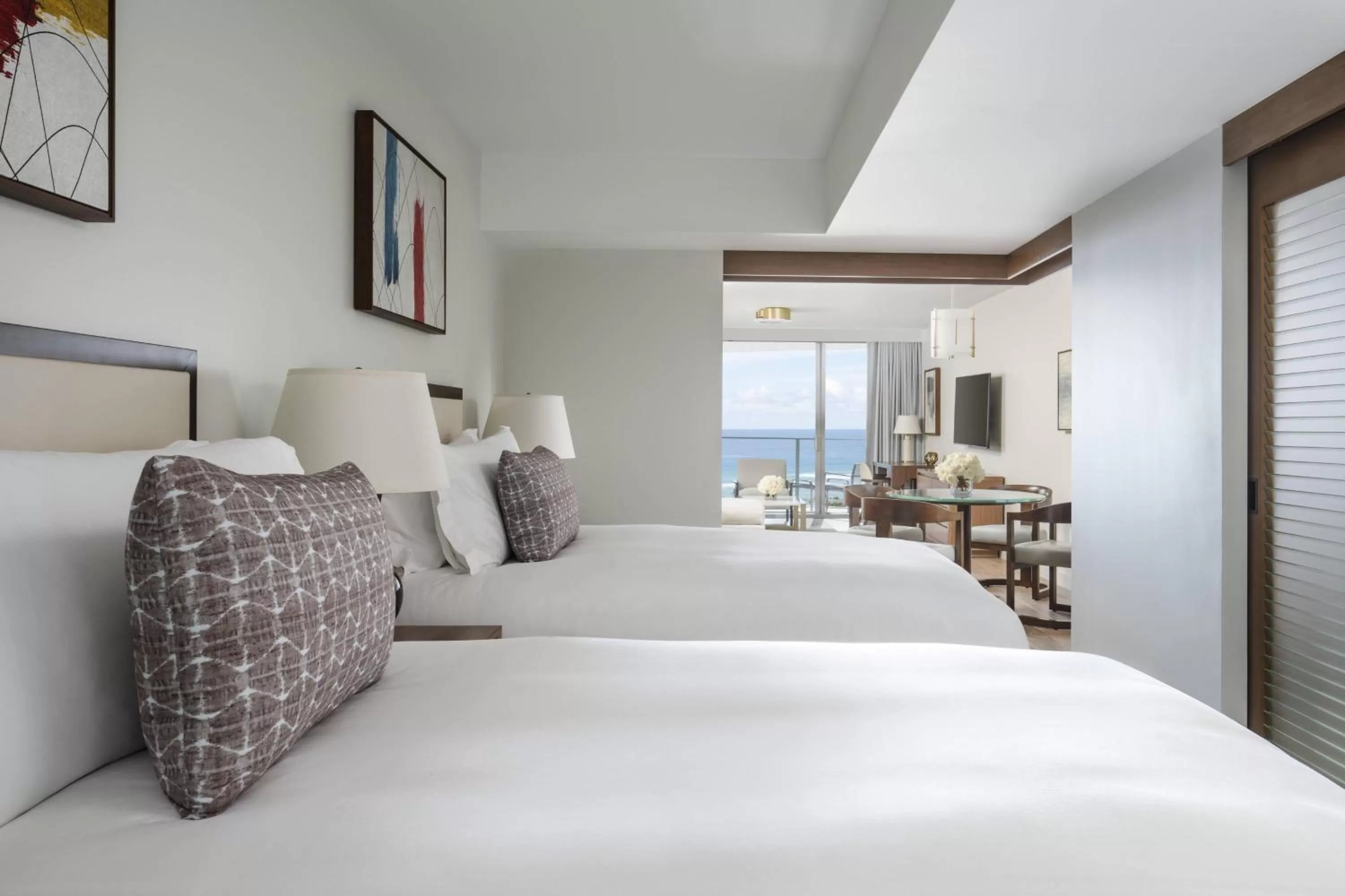Deluxe One-Bedroom Suite with Two Double Beds and Ocean View in The Ritz-Carlton Residences, Waikiki Beach Hotel