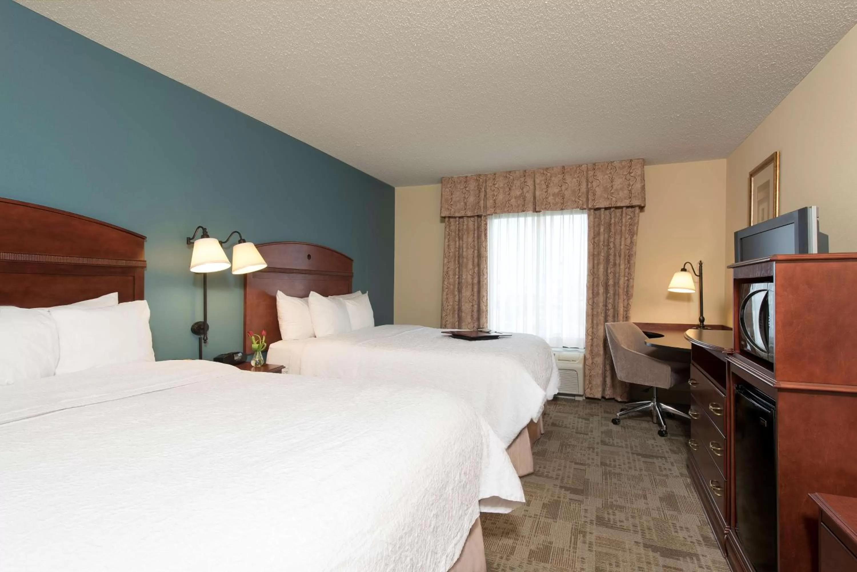 Queen Room with Two Queen Beds - Hearing Access/Non-Smoking in Hampton Inn & Suites Bloomington-Normal