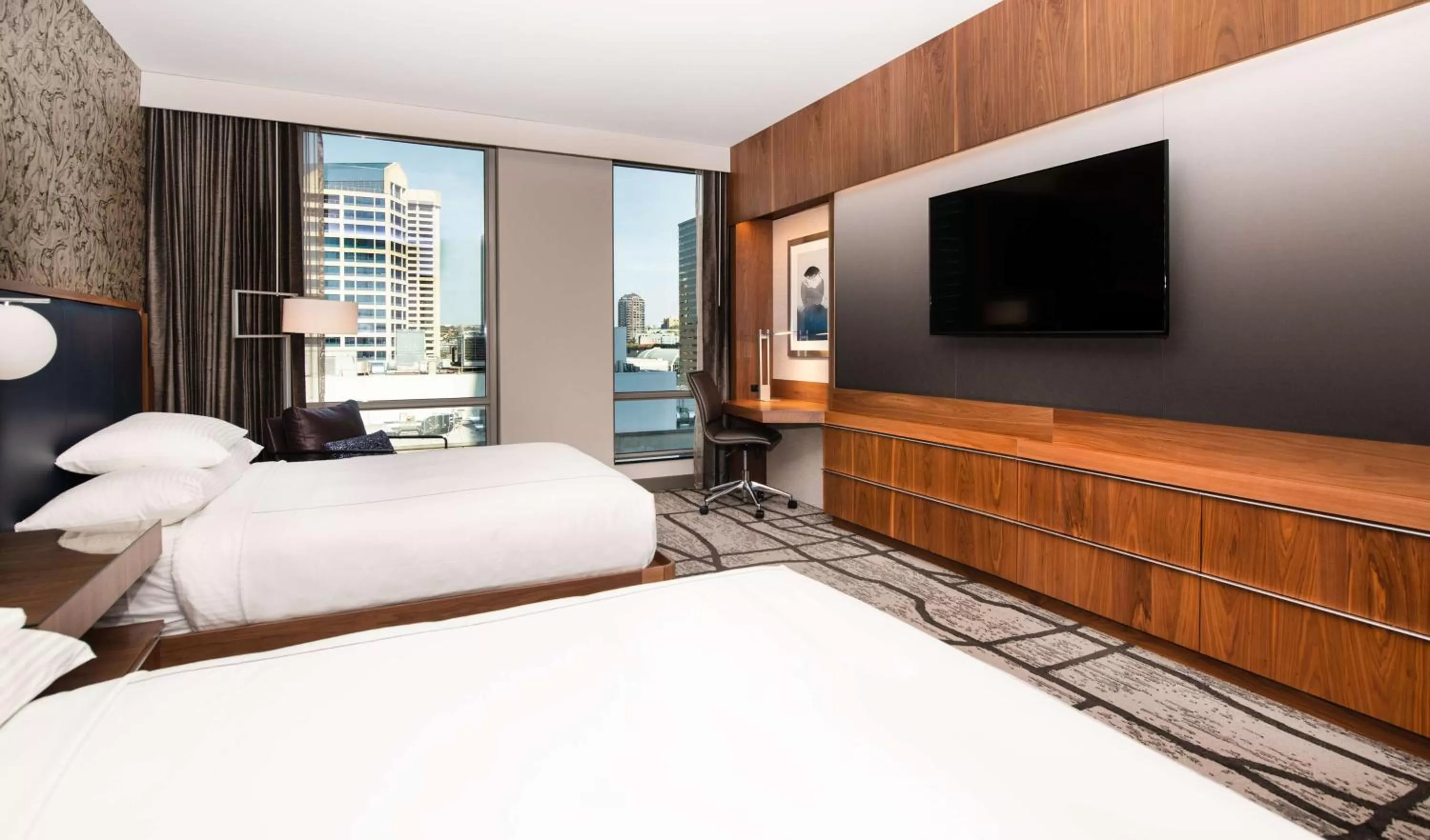 Deluxe Queen Room with Two Queen Beds and City View in The Charter Hotel Seattle, Curio Collection By Hilton