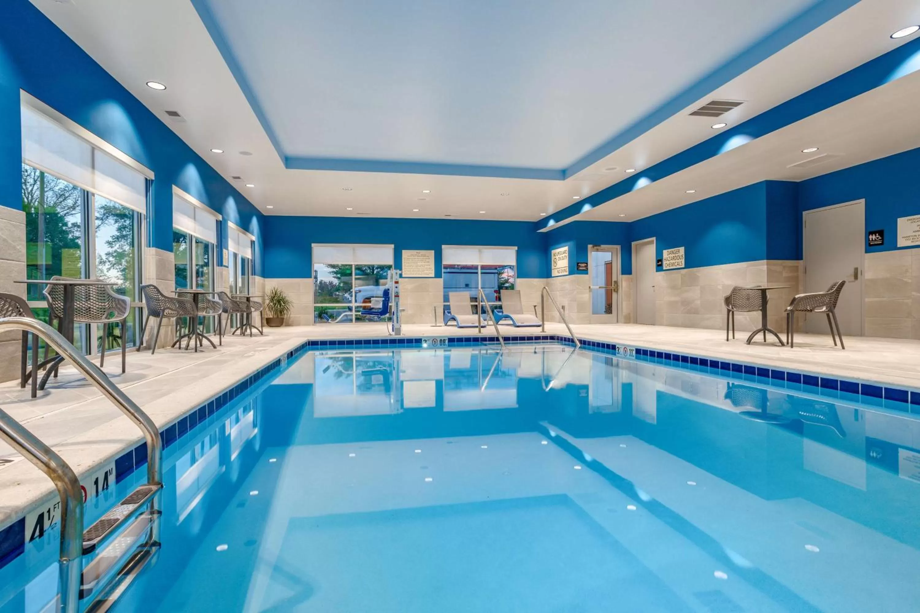 Pool view in Hampton Inn Bedford In, In