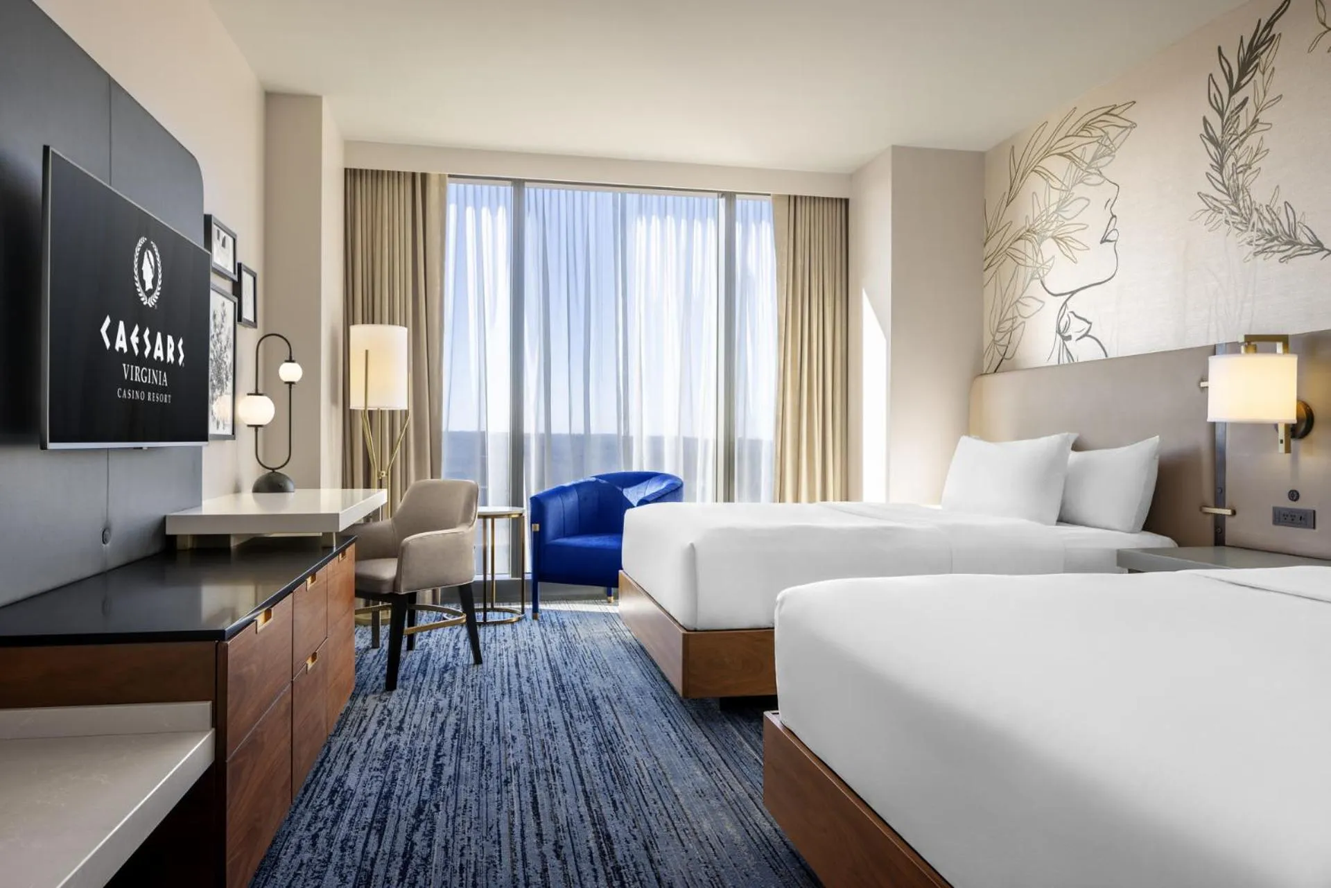 Luxury Room 2 Queens Mobility Roll-In in Caesars Virginia, A Caesars Destination