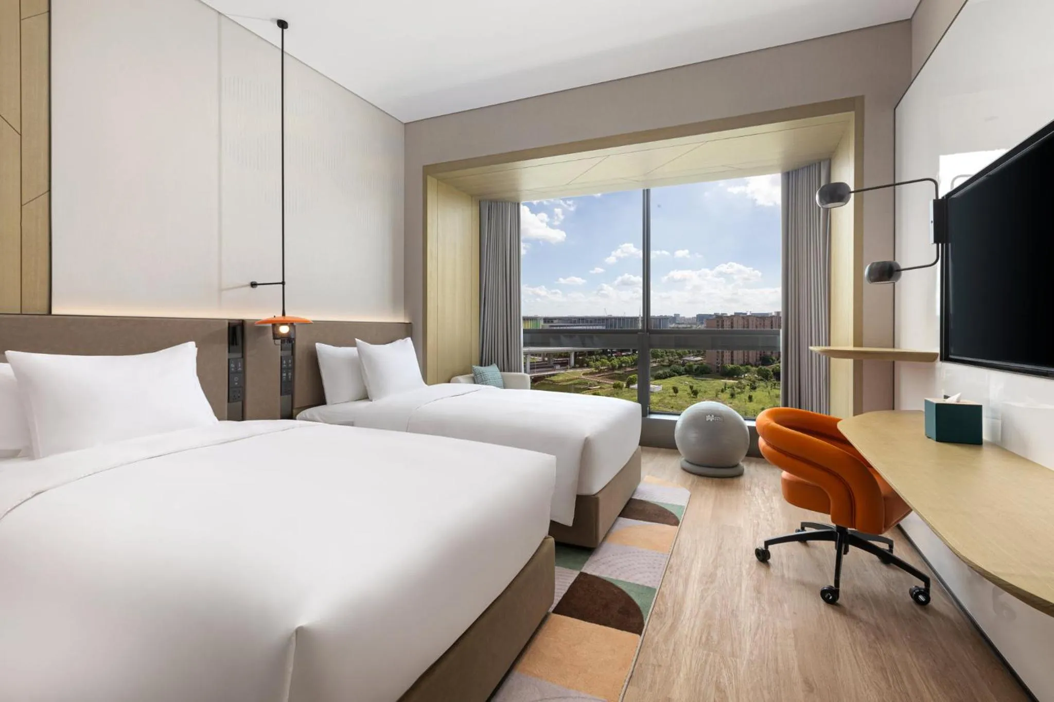Standard Double Room with Two Double Beds and Garden View in EVEN Hotel Shanghai Hongqiao CBD by IHG
