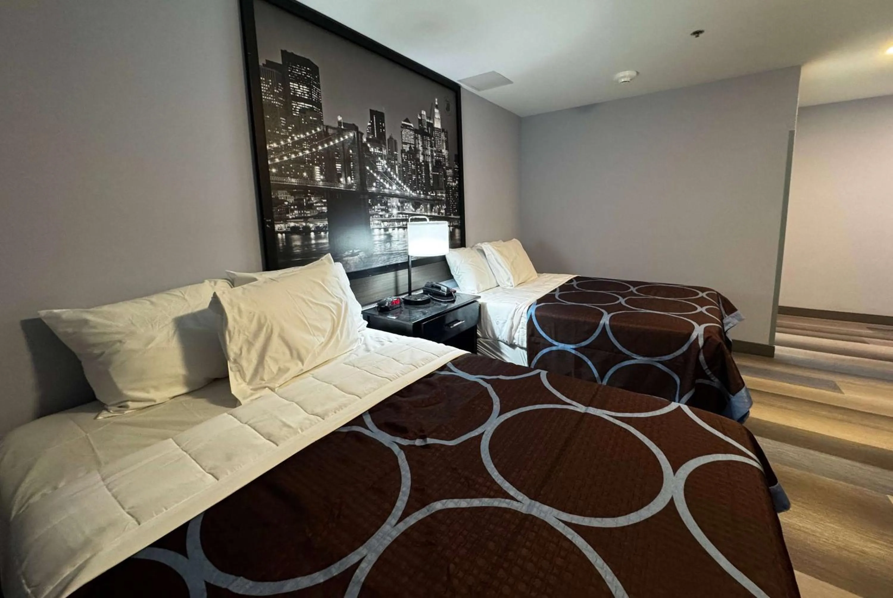 Double Room with Two Double Beds and Roll-in Shower - Mobility Access/Non-Smoking in Super 8 by Wyndham Brooklyn Fulton Street Broadway Junction