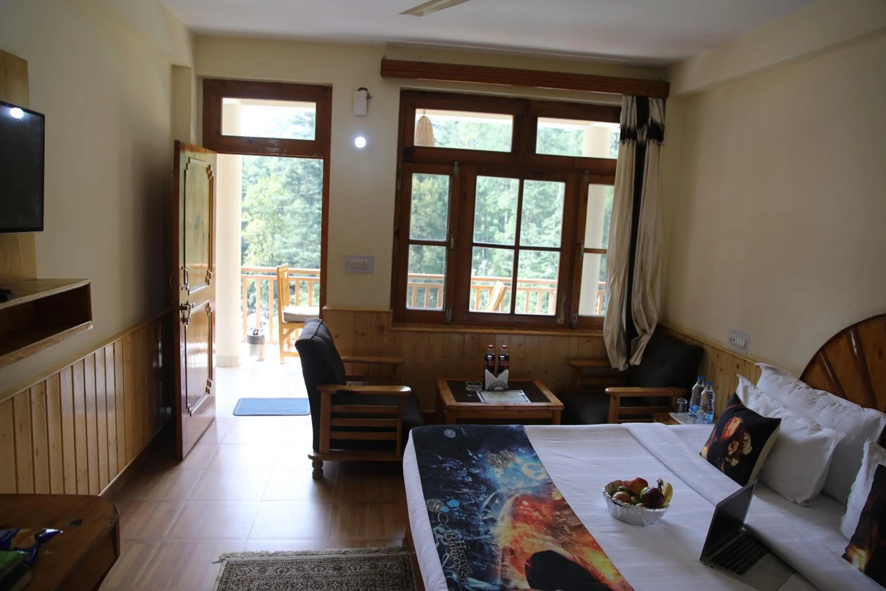 Deluxe Double Room with Balcony - single occupancy in Hotel Purnima - A Riverside Hotel in Kasol