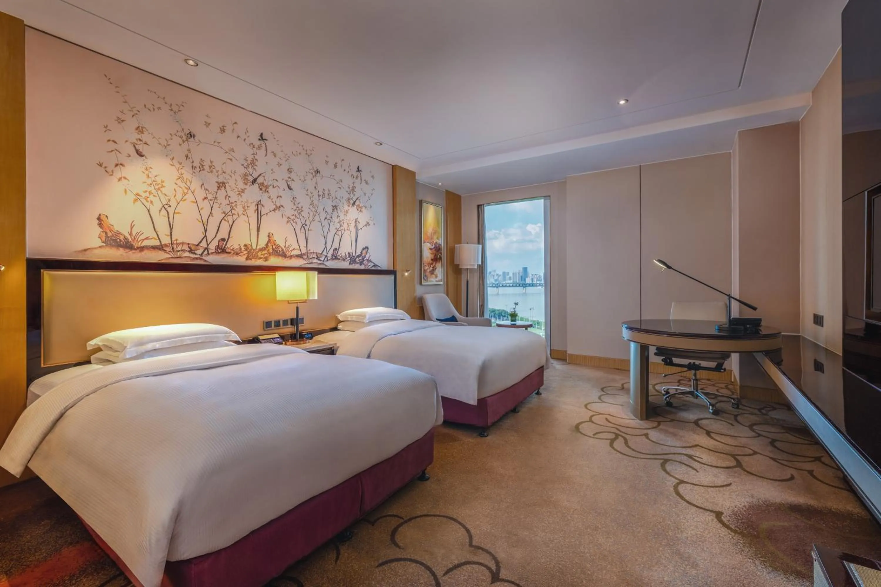 Premier Twin Room with River View  in Hilton Wuhan Yangtze Riverside