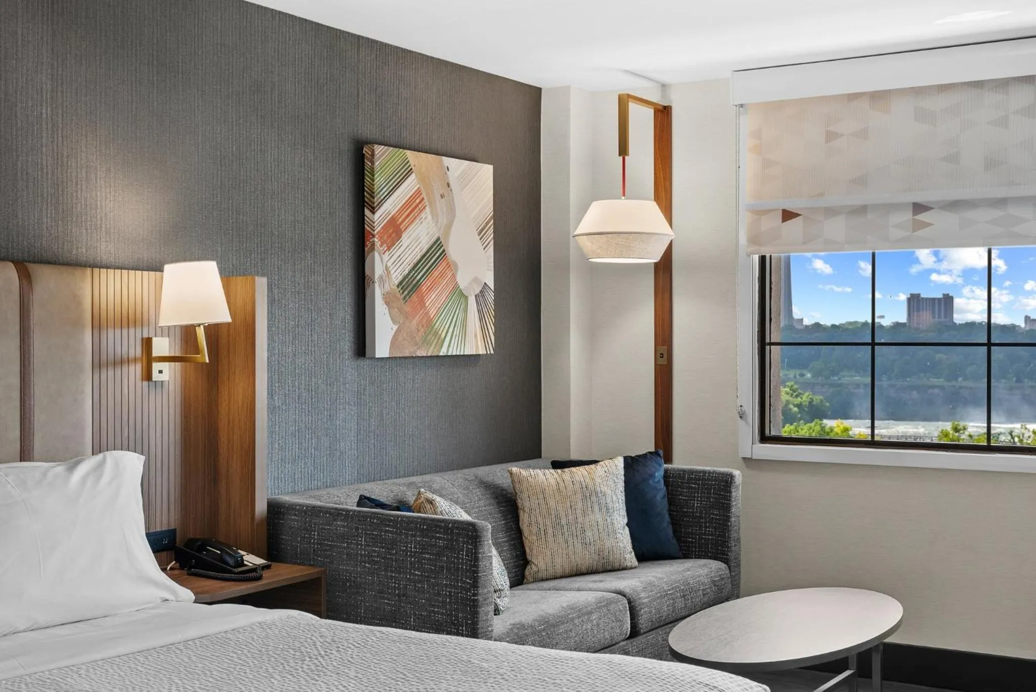 Premium King with Canadian Skyline View in Holiday Inn Niagara Falls State Park Entry by IHG