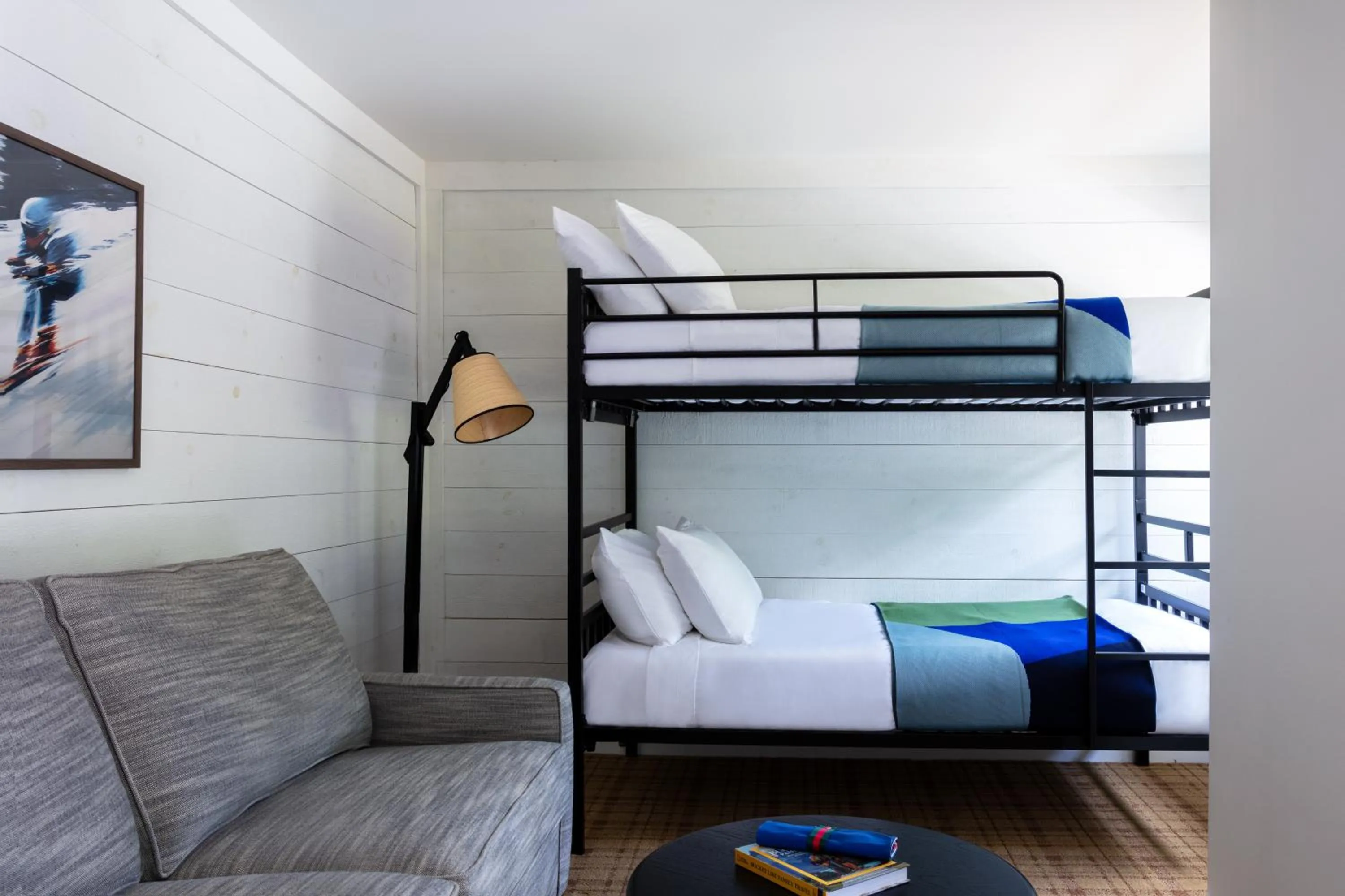 Twin Bunk Bed with Sleeper Sofa in Outbound Stowe