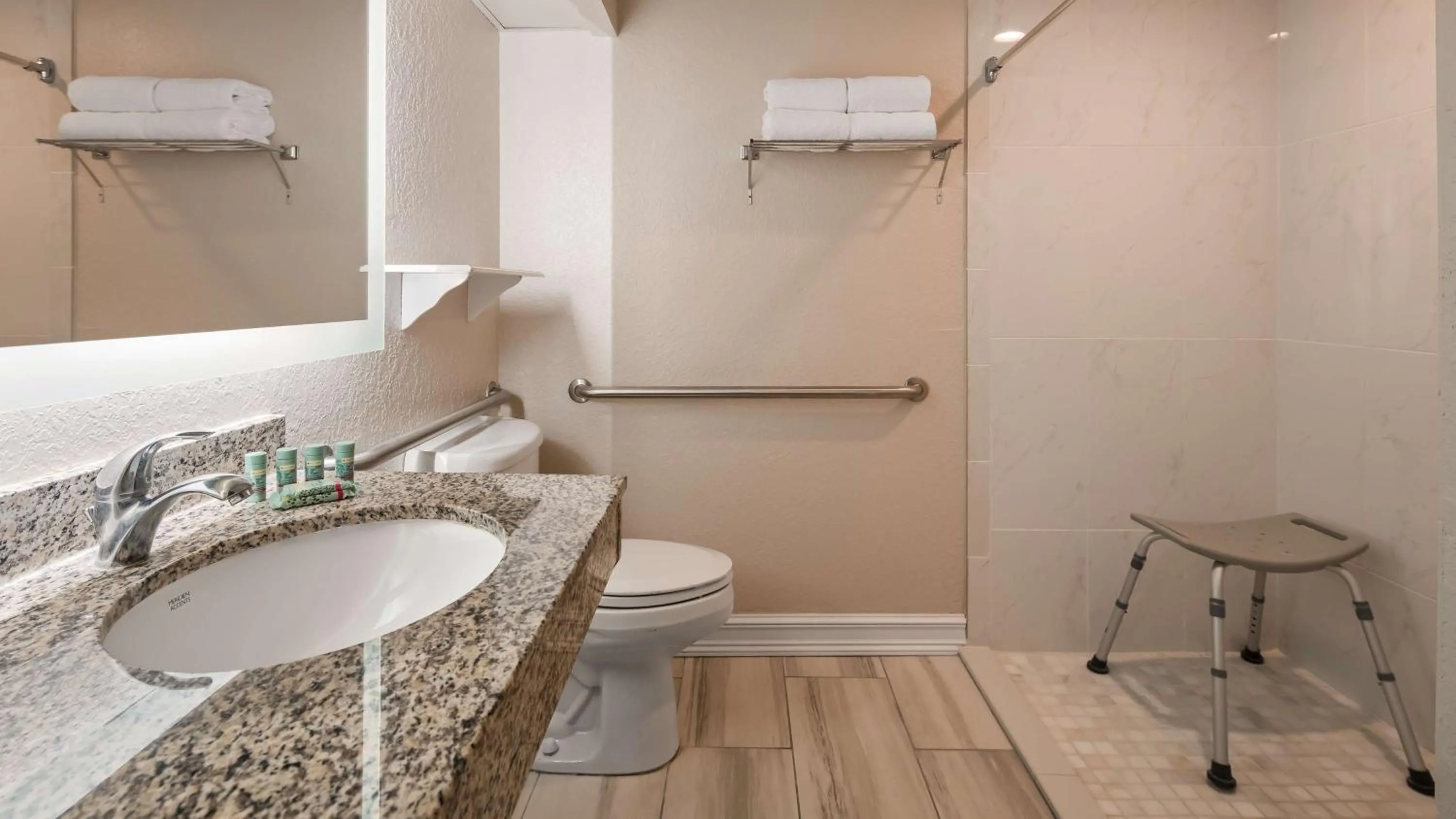 Double Room with Two Double Beds and Roll-In Shower - Disability Access in Best Western Tampa