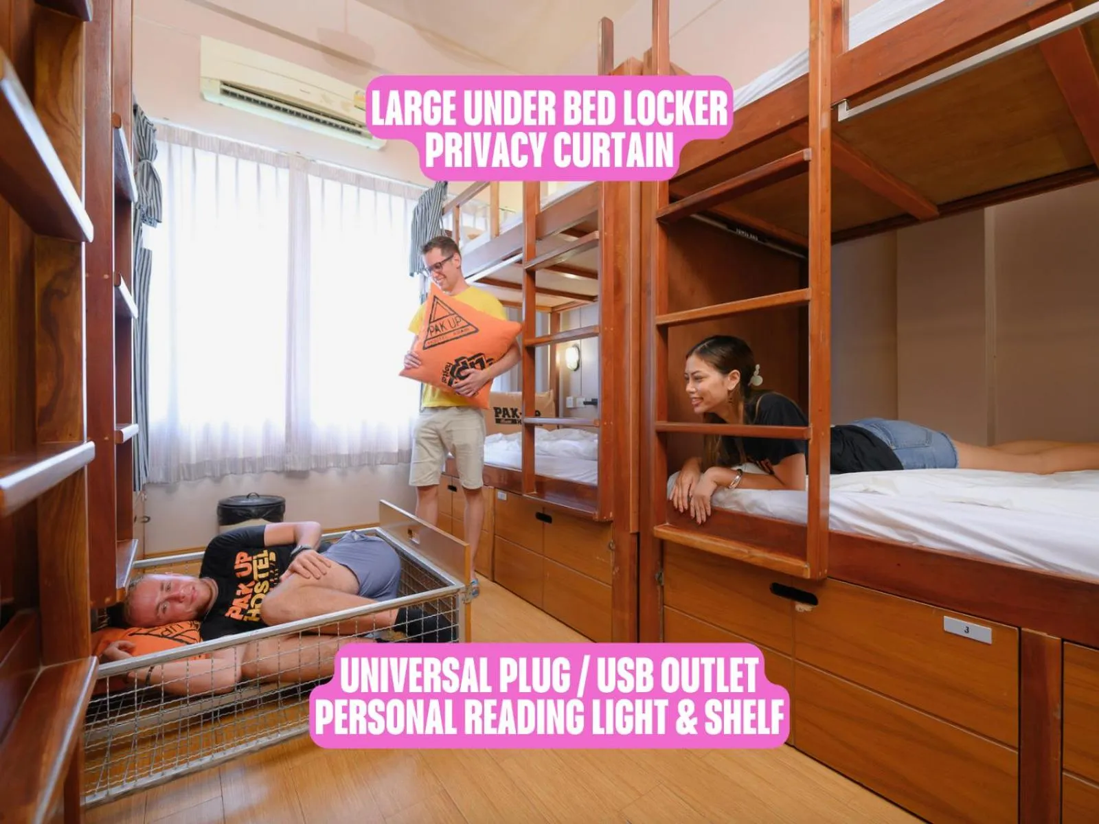 Bed in 10-Bed Female Dormitory Room in Pak-Up Hostel