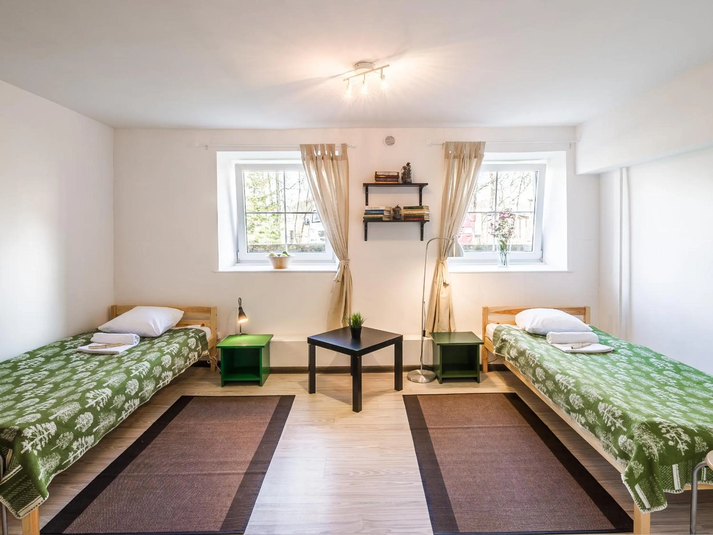 Twin Room with Private Bathroom in Downtown Forest Hostel & Camping
