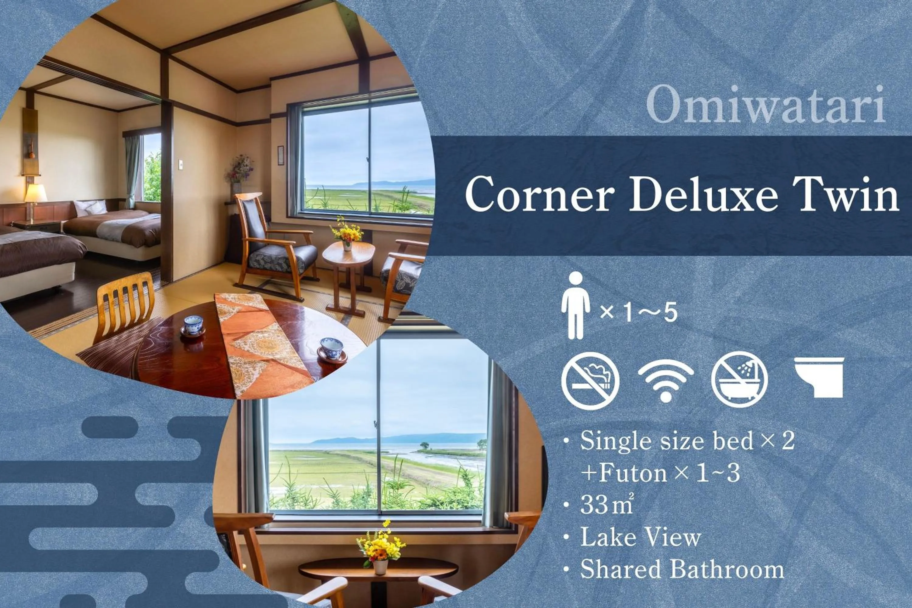 Superior Twin Room with Tatami Area & Shared Bathroom - Lake-View-Main BLD in Kagariya