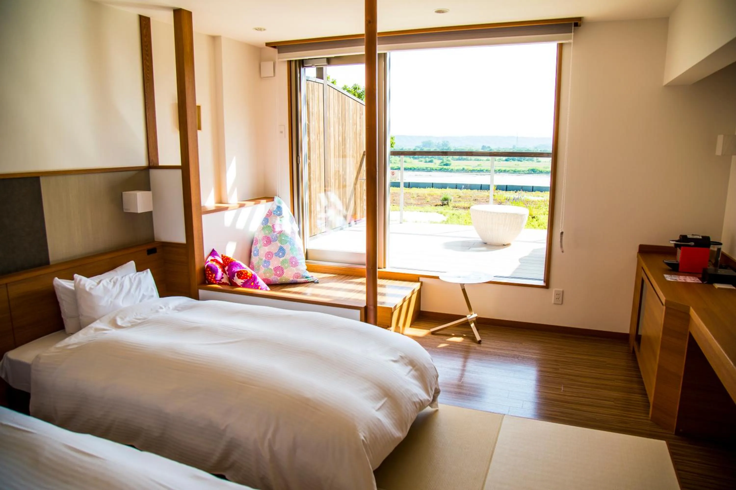 Japanese-Style Twin Room with Moon View Terrace and River View - single occupancy - Non-Smoking in Kangetsuen