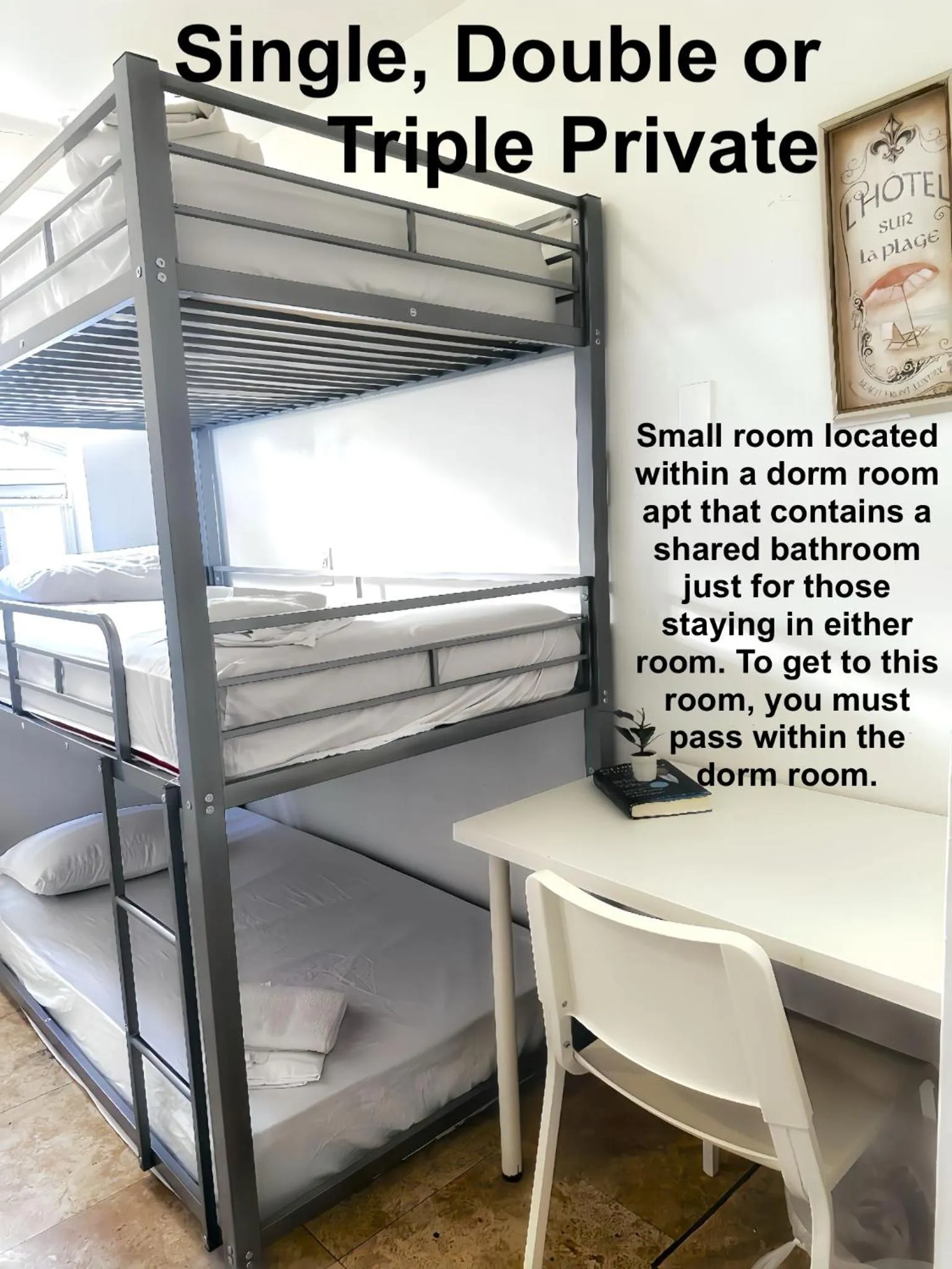 Single, Double or Triple Private in Bikini Hostel, Cafe & Beer Garden