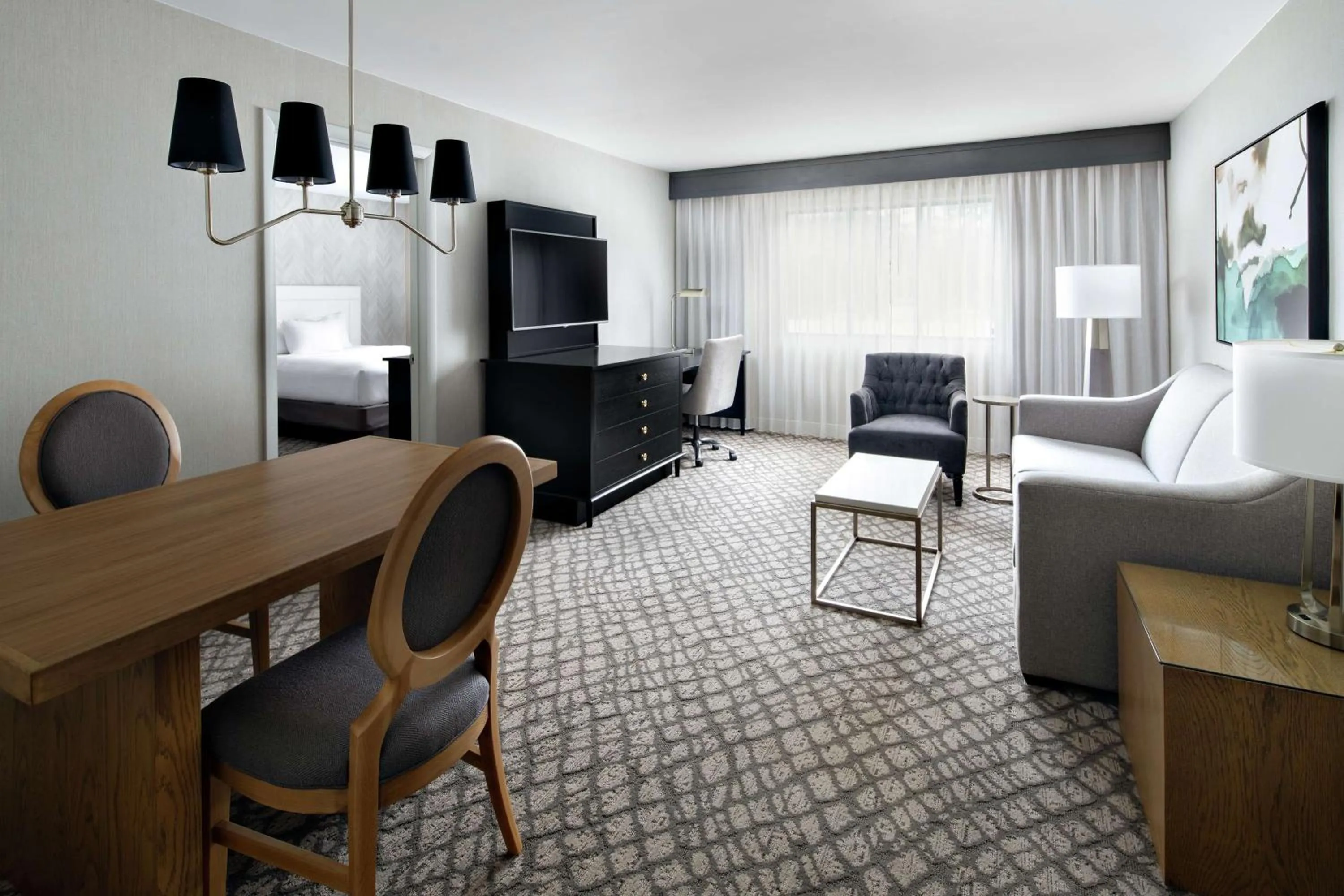 One-Bedroom Suite with One King Bed - Courtyard View in DoubleTree Suites by Hilton Charlotte/SouthPark