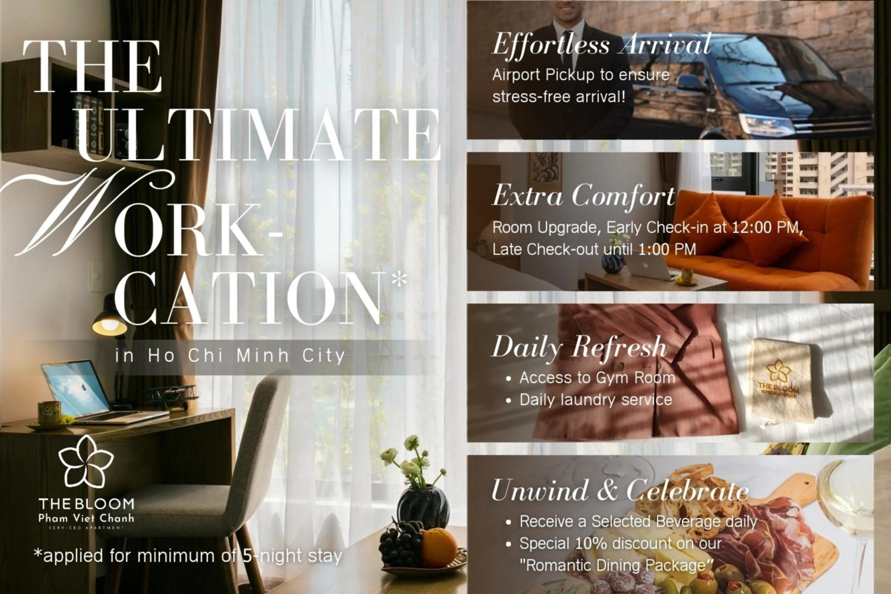 Deluxe King Studio with Bathtub and Kitchen in The Bloom Pham Viet Chanh - Modern Living Space in Saigon - A Top Choice for Western Travelers