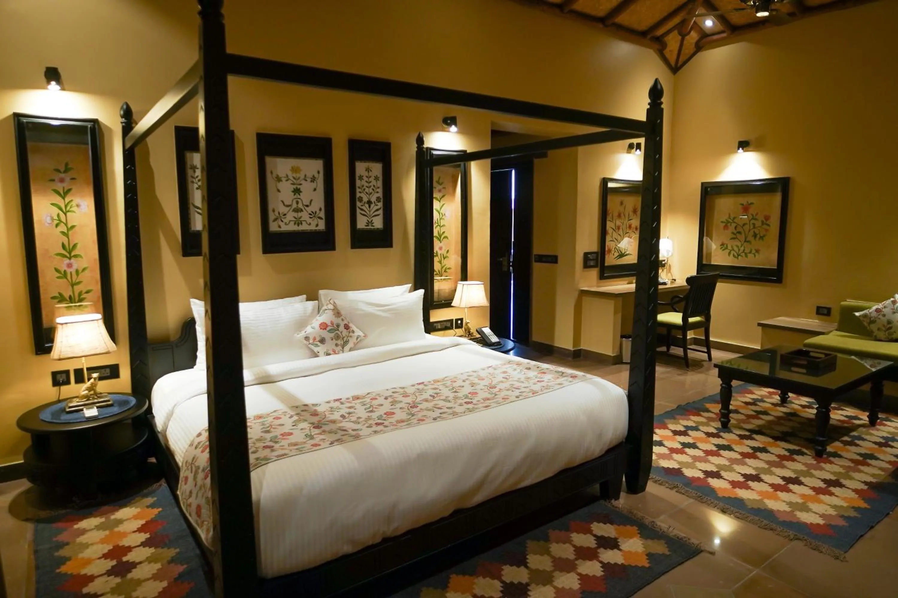 Legacy Suite- 15% Off on F&B, Spa & Laundry , 1+1 Happy Hour at Johra Bora Bar (IMFL/Domestic Beers),  Early C/in & Late C/out by 2 hours (Subject to Availability)  Hi-Tea with Activities & Live Folk Music,  2 Pints Beer, Special Discount on Star Gazing  in AamaGhati Wildlife Resort, Ranthambore