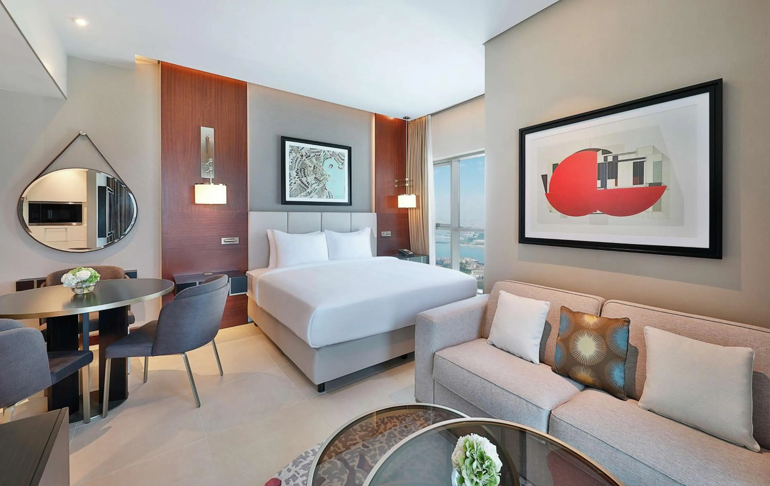 King Deluxe Studio, High Floor With Balcony in Hilton Doha The Pearl