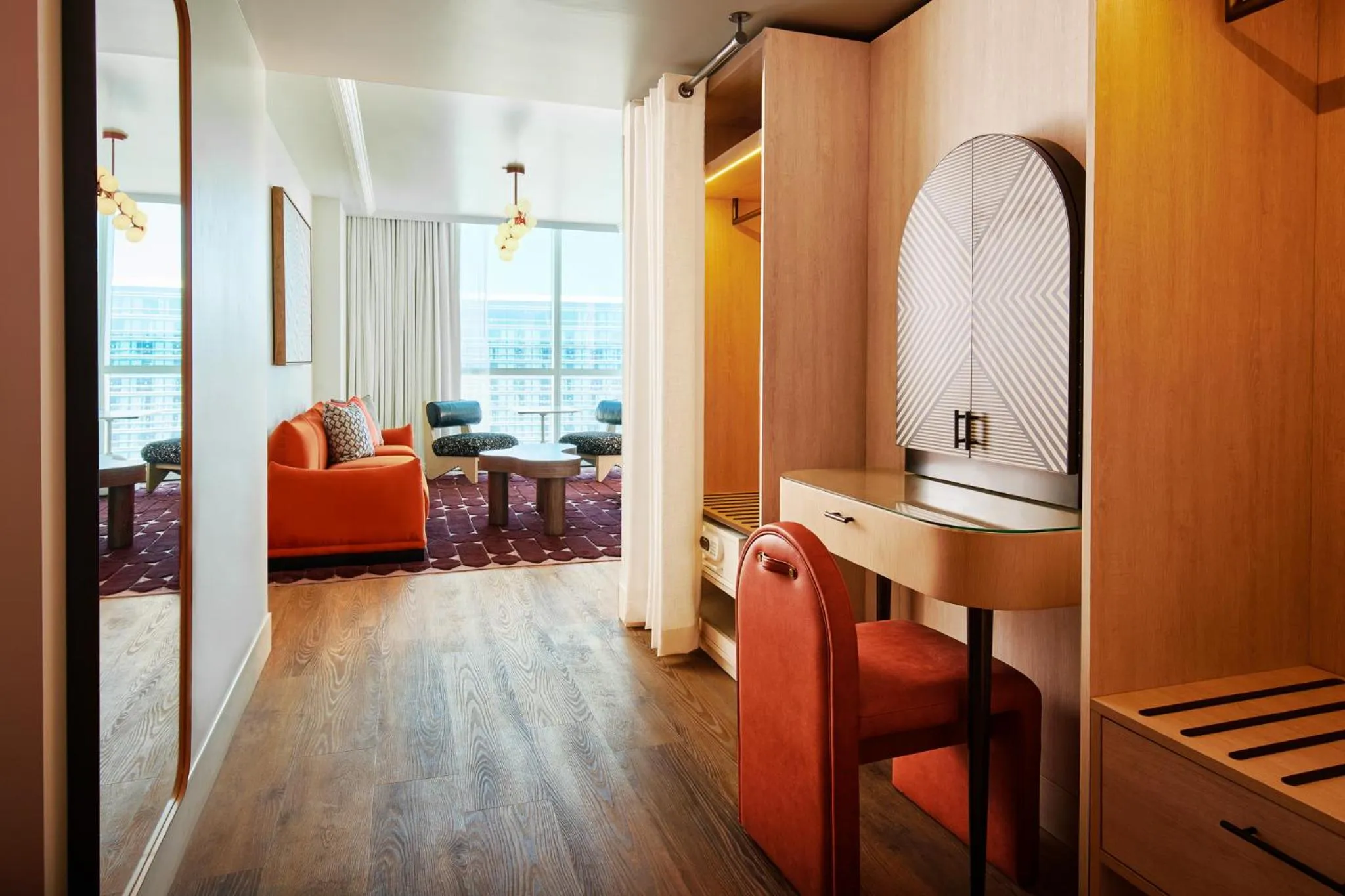 Ruby Chamber King Suite with Roll-In Shower - Disability Access in Virgin Hotels Las Vegas, Curio Collection by Hilton