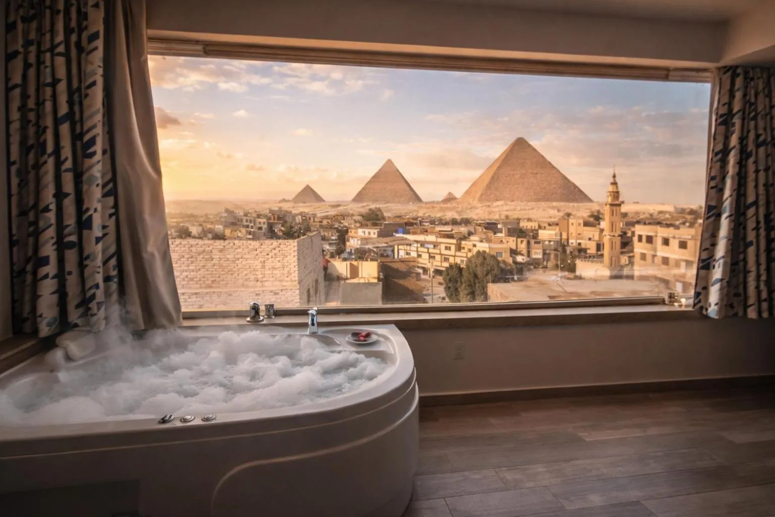 Executive Suite Panoramic Pyramids View & Jacuzzi - single occupancy in Pyramid Edge Hotel & Exclusive Pyramids View Rooftop