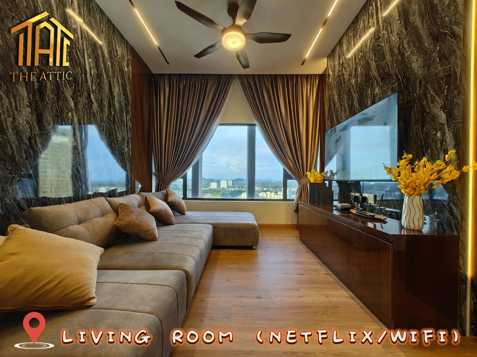 Two Bedroom Deluxe Family Suite (Private Bathtub & City View) in Attic Home Melaka Imperio Residence & Jonker