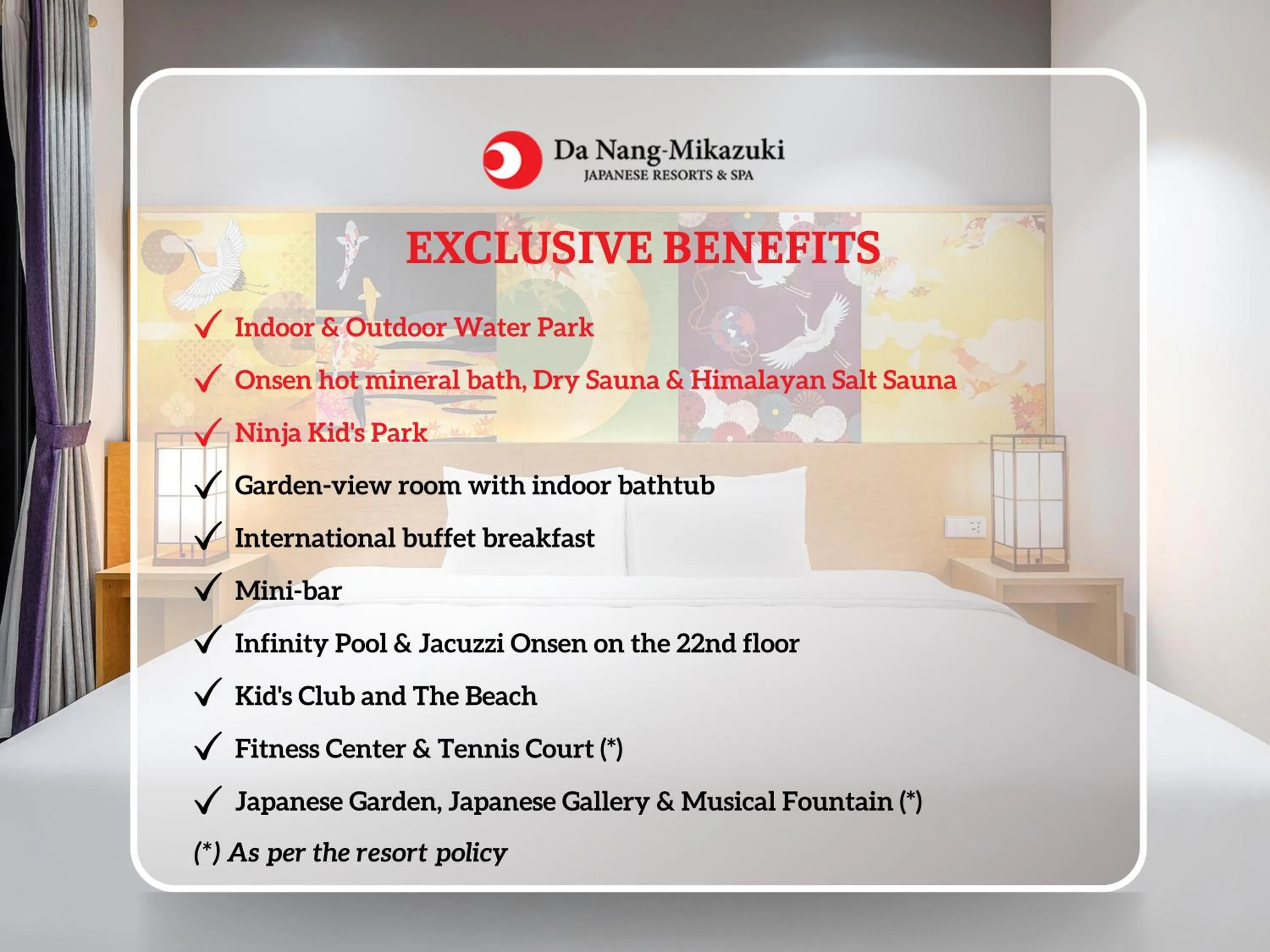 Hinode Double Garden View - Onsen & Water Park Inclusive in Da Nang - Mikazuki Japanese Resorts & Spa