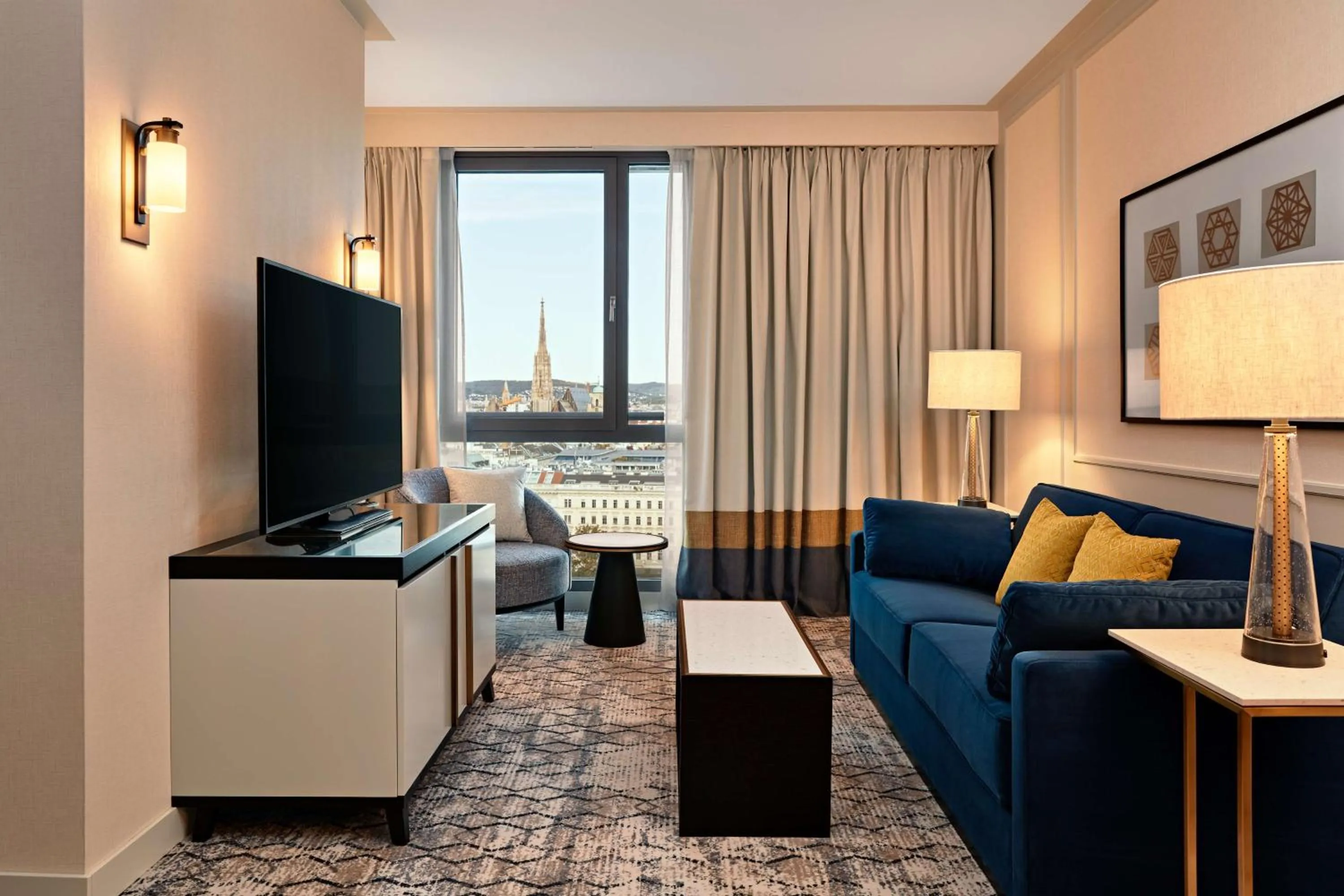 One-Bedroom King Suite with Park View and Lounge Access in Hilton Vienna Park