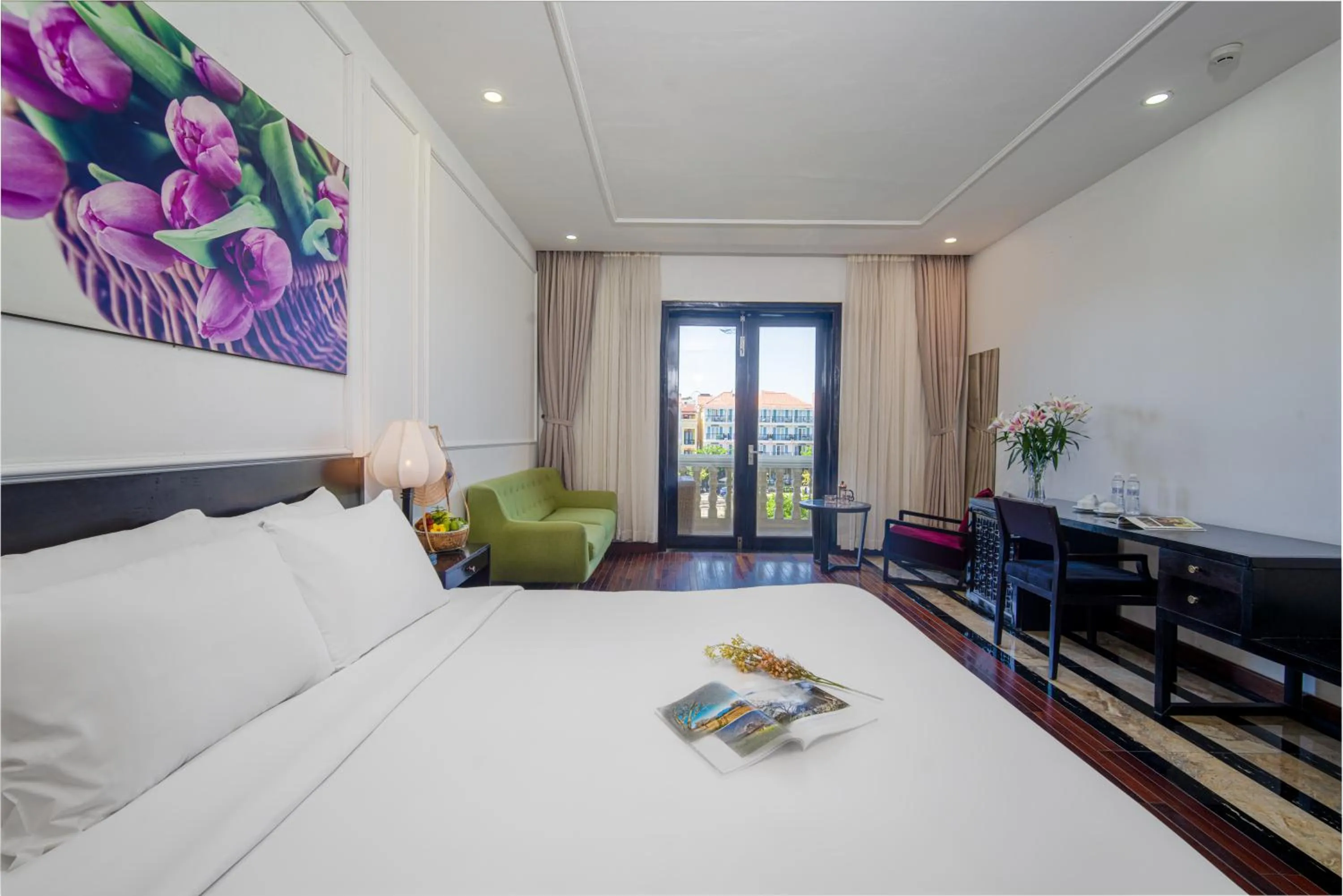Deluxe Double Room River View with Balcony and Bathtub in Thanh Binh Riverside Hoi An