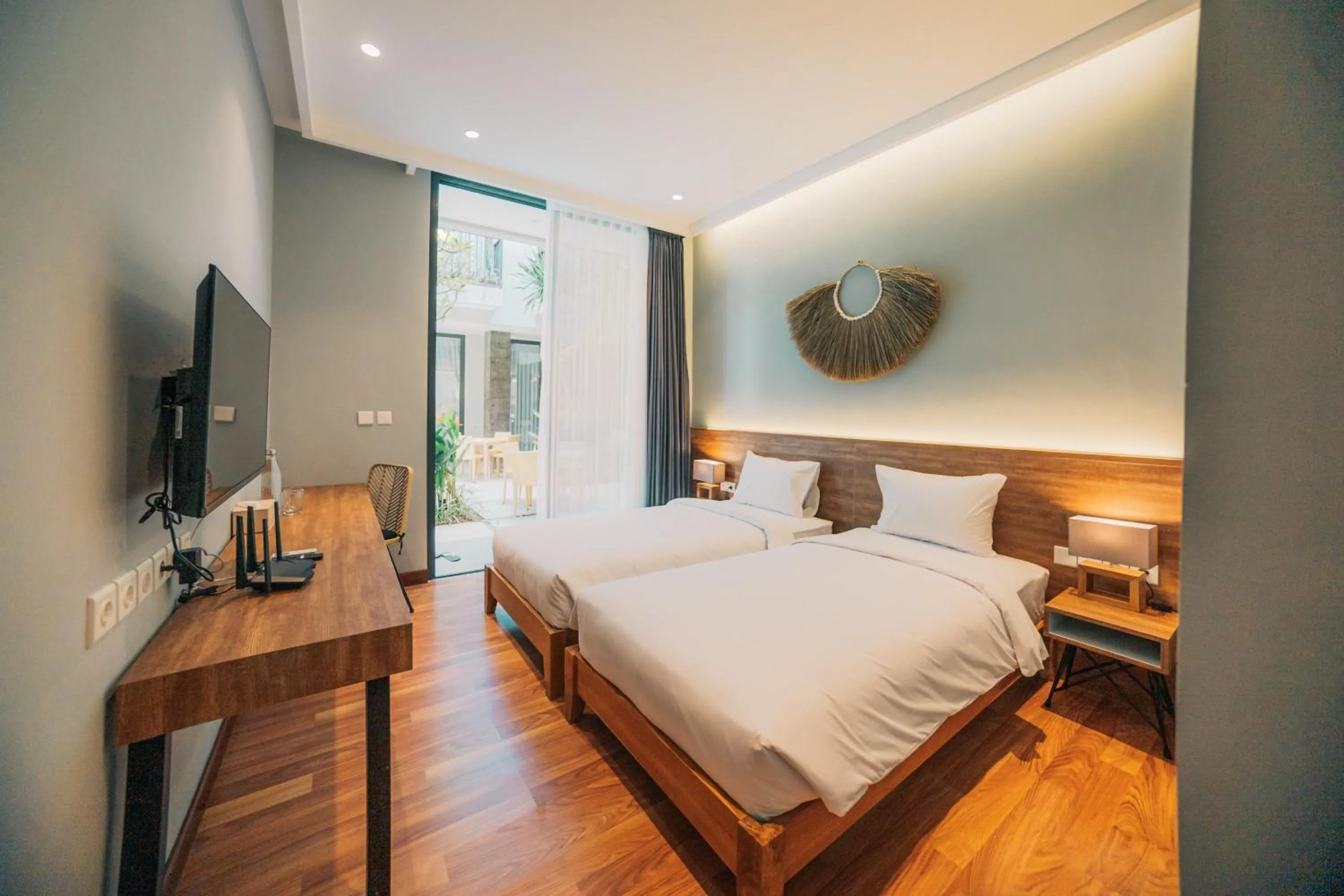 Twin Room with Pool View in Bestah Coliving