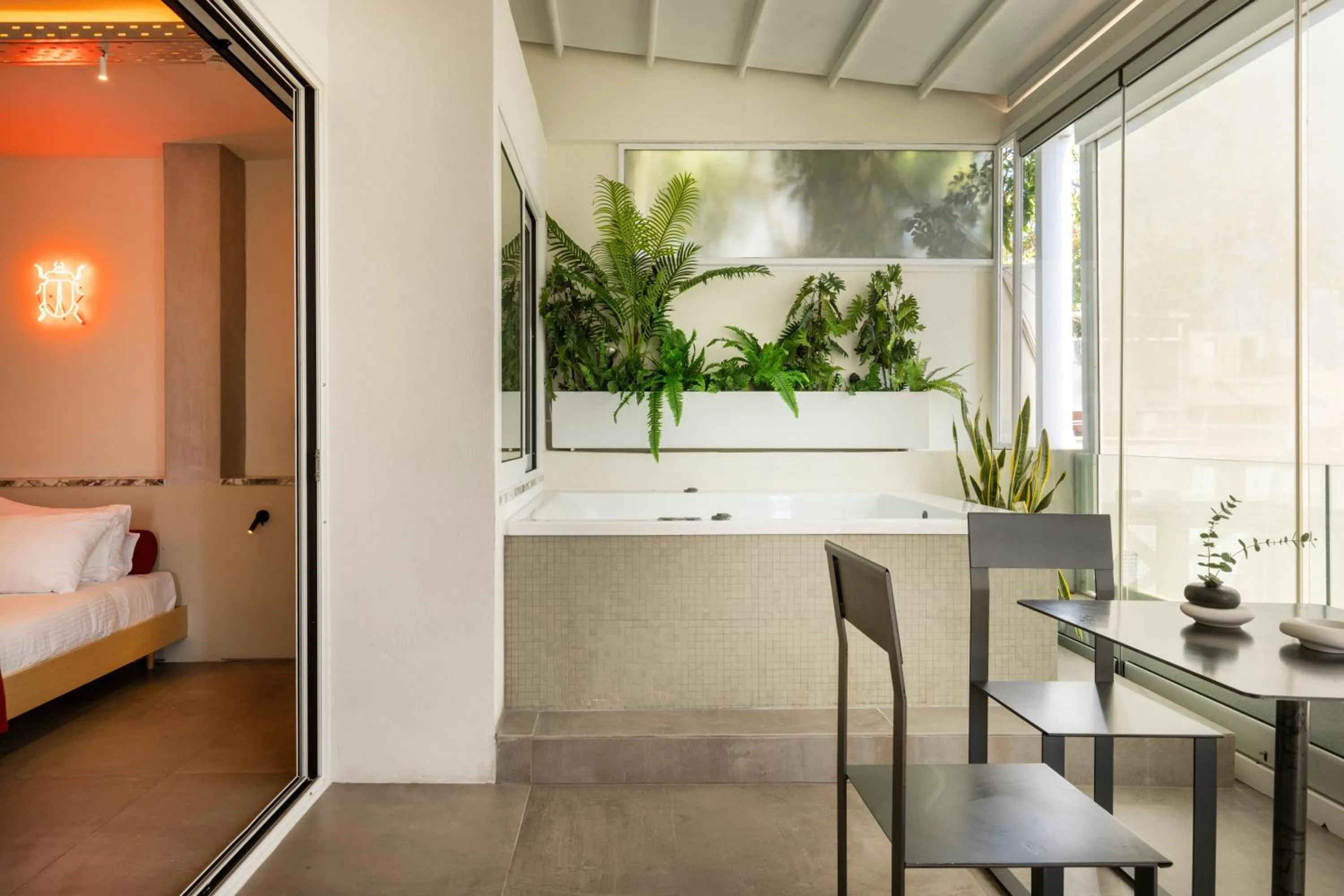 Penthouse Suite with Hot Tub in The Newel Metaxourgeio