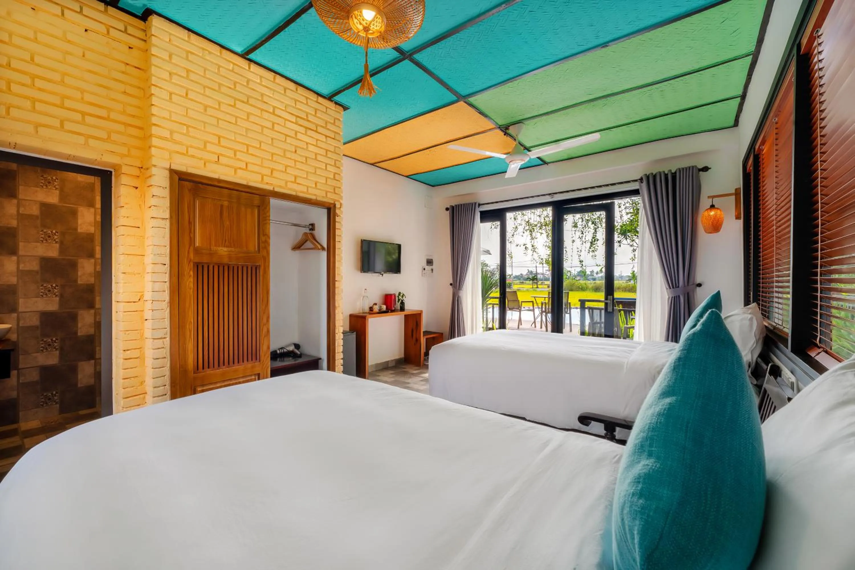 Twin Room with Pool View in Sunkised Paddy Hoi An Villa