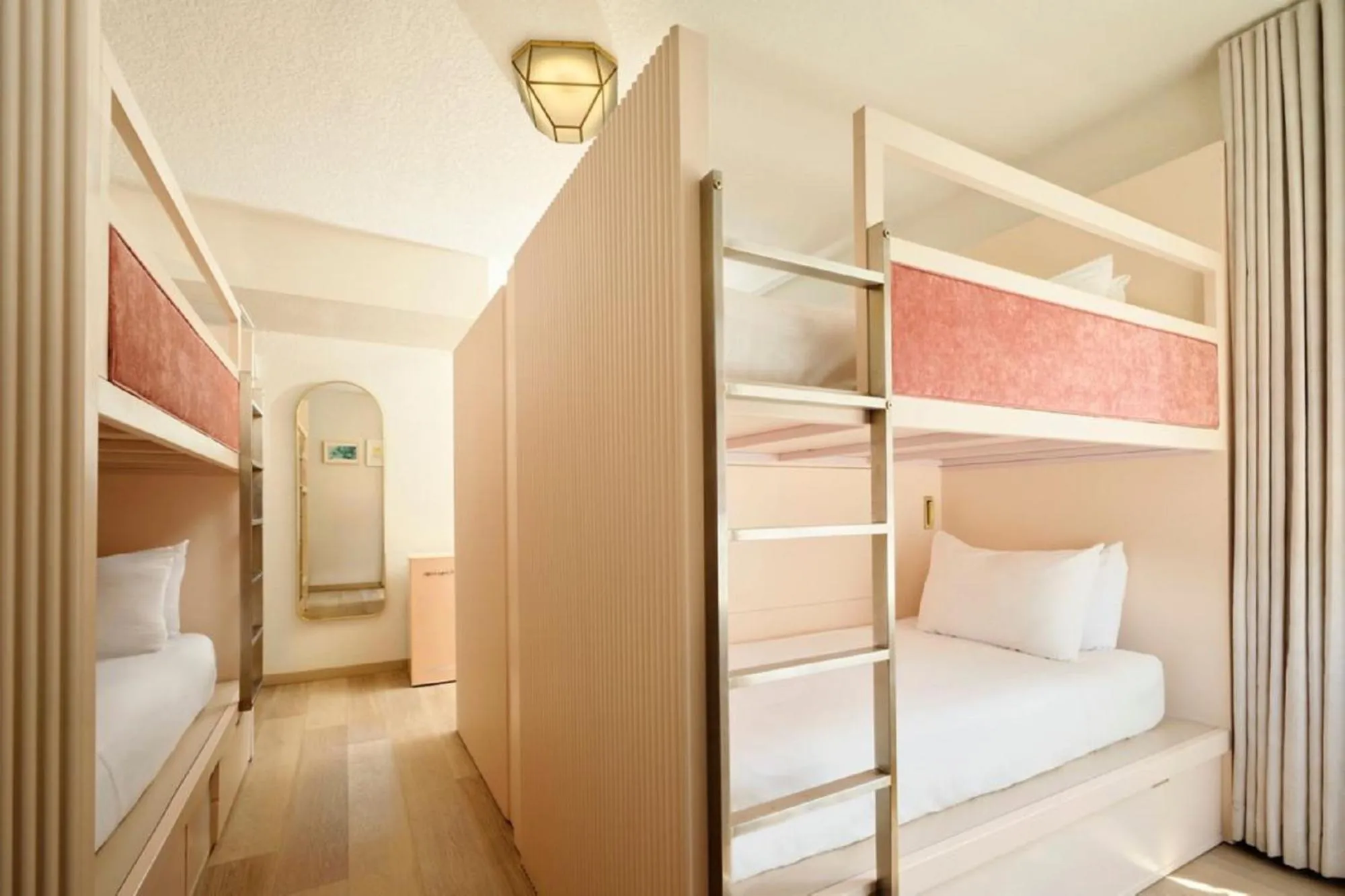Triple Bunk Room with Three Twin Bunk Beds and Pool View in FOUND Hotel, Miami Beach, Series by Marriott